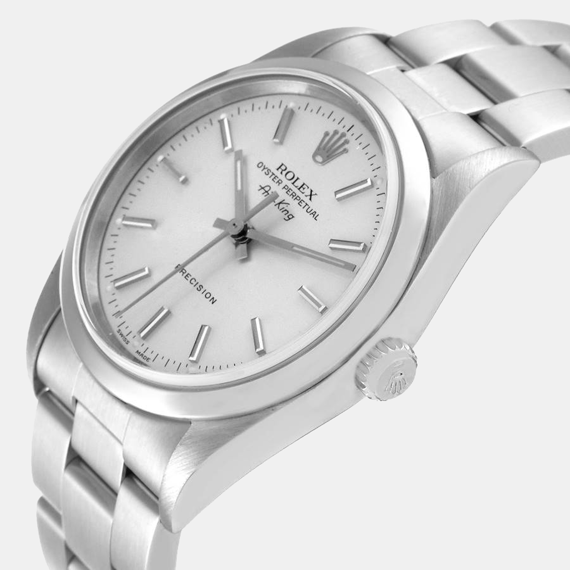 

Rolex Silver Stainless Steel Air-King 14000 Automatic Men's Wristwatch 34 mm
