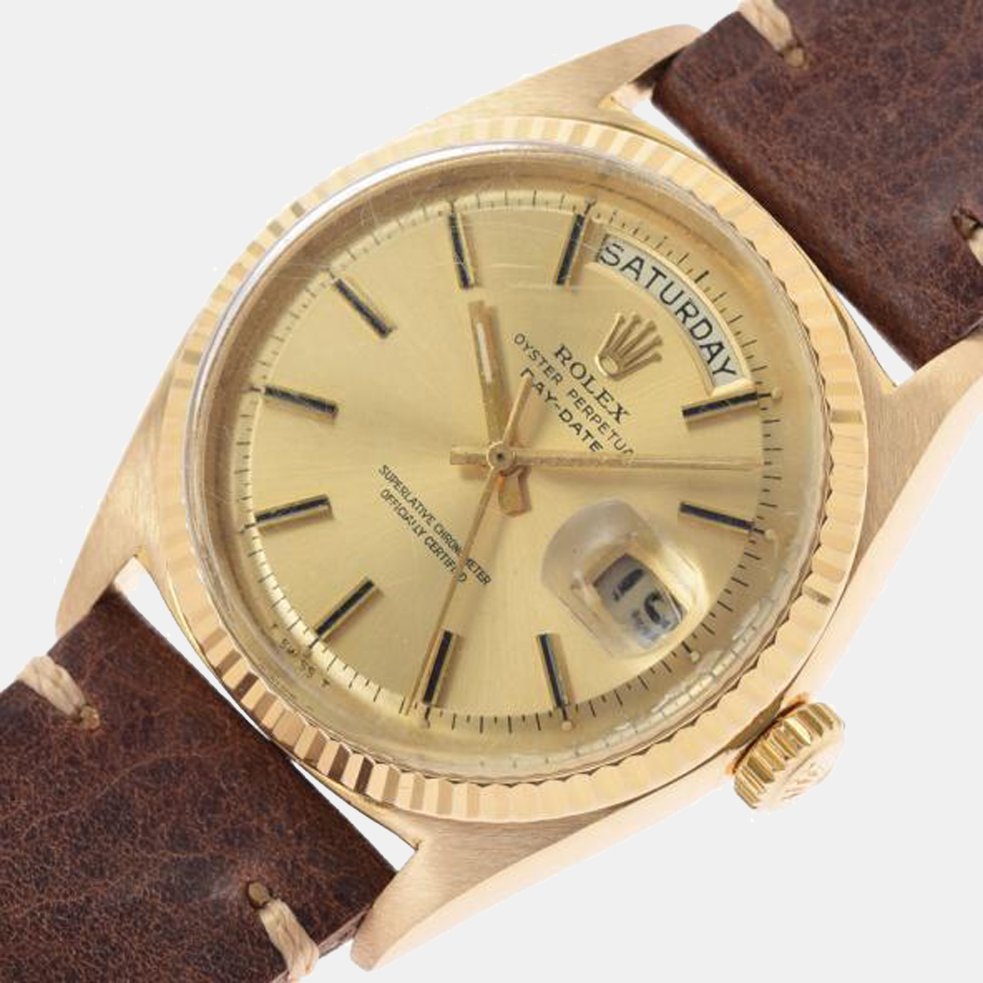 

Rolex Champagne 18k Yellow Gold Day-Date 1803 Automatic Men's Wristwatch 36 mm