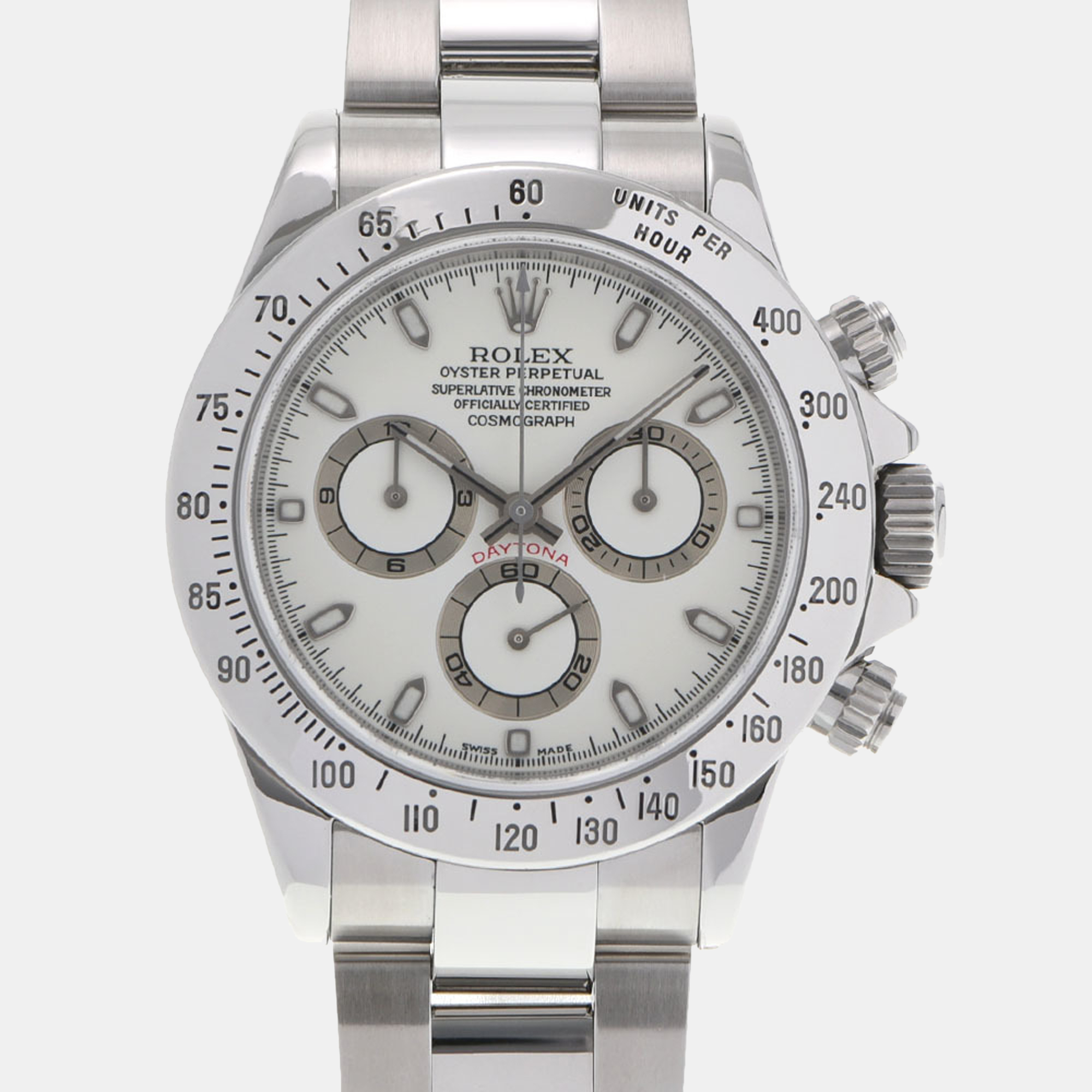 Pre-owned Rolex White Stainless Steel Cosmograph Daytona 116520 Automatic Men's Wristwatch 40 Mm