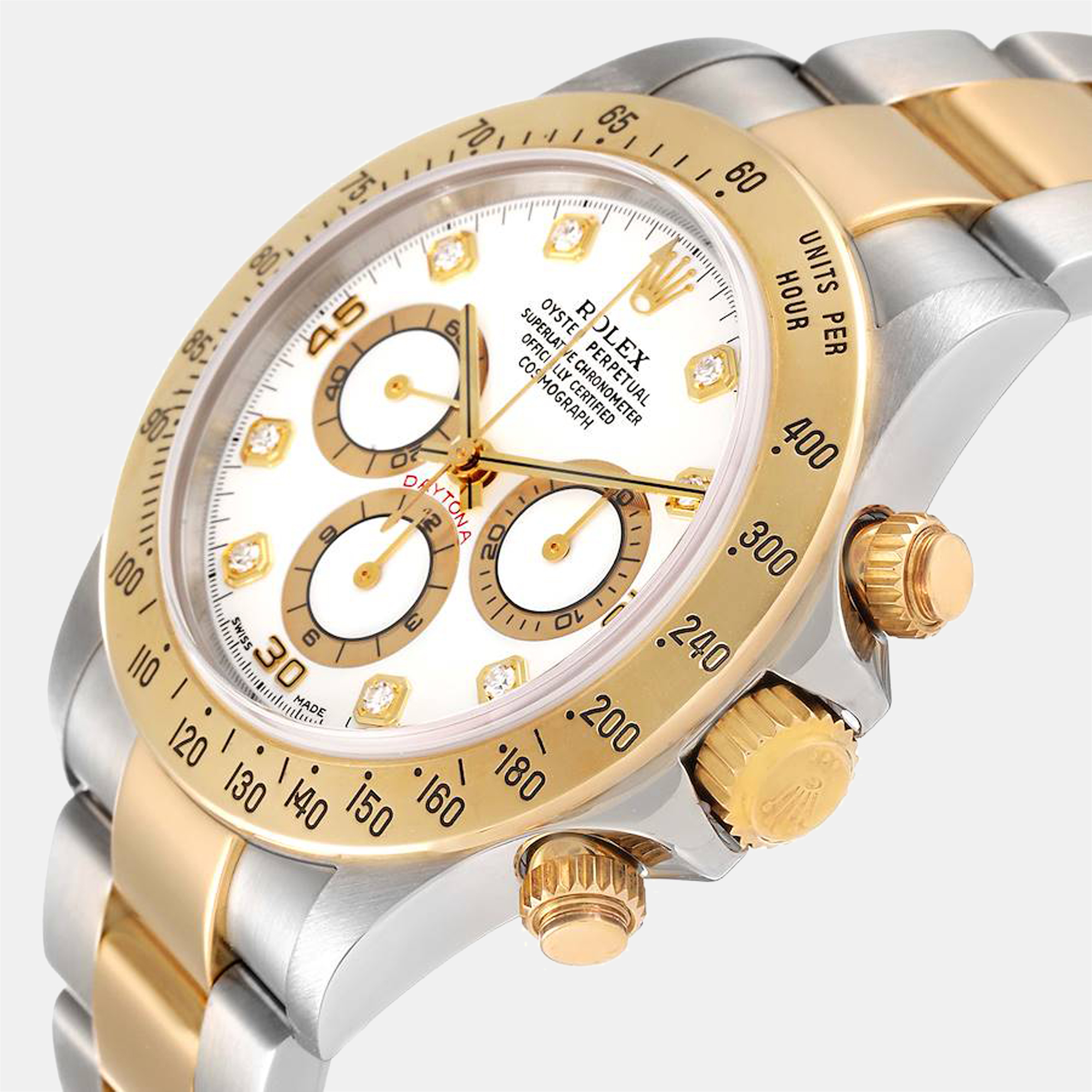 

Rolex White Diamonds 18K Yellow Gold And Stainless Steel Cosmograph Daytona 16523 Automatic Men's Wristwatch 40 mm