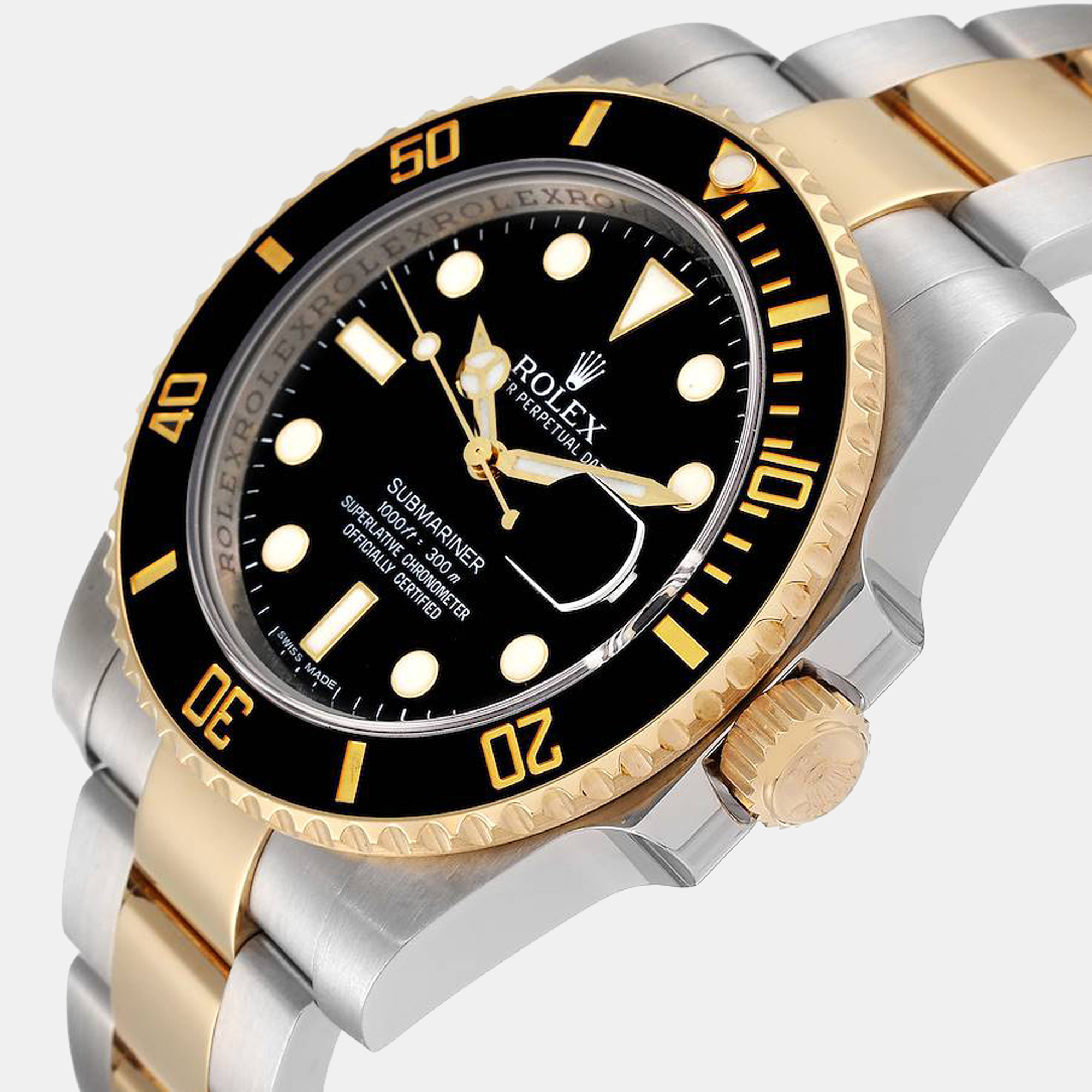 

Rolex Black 18K Yellow Gold And Stainless Steel Submariner 116613 Automatic Men's Wristwatch 40 mm