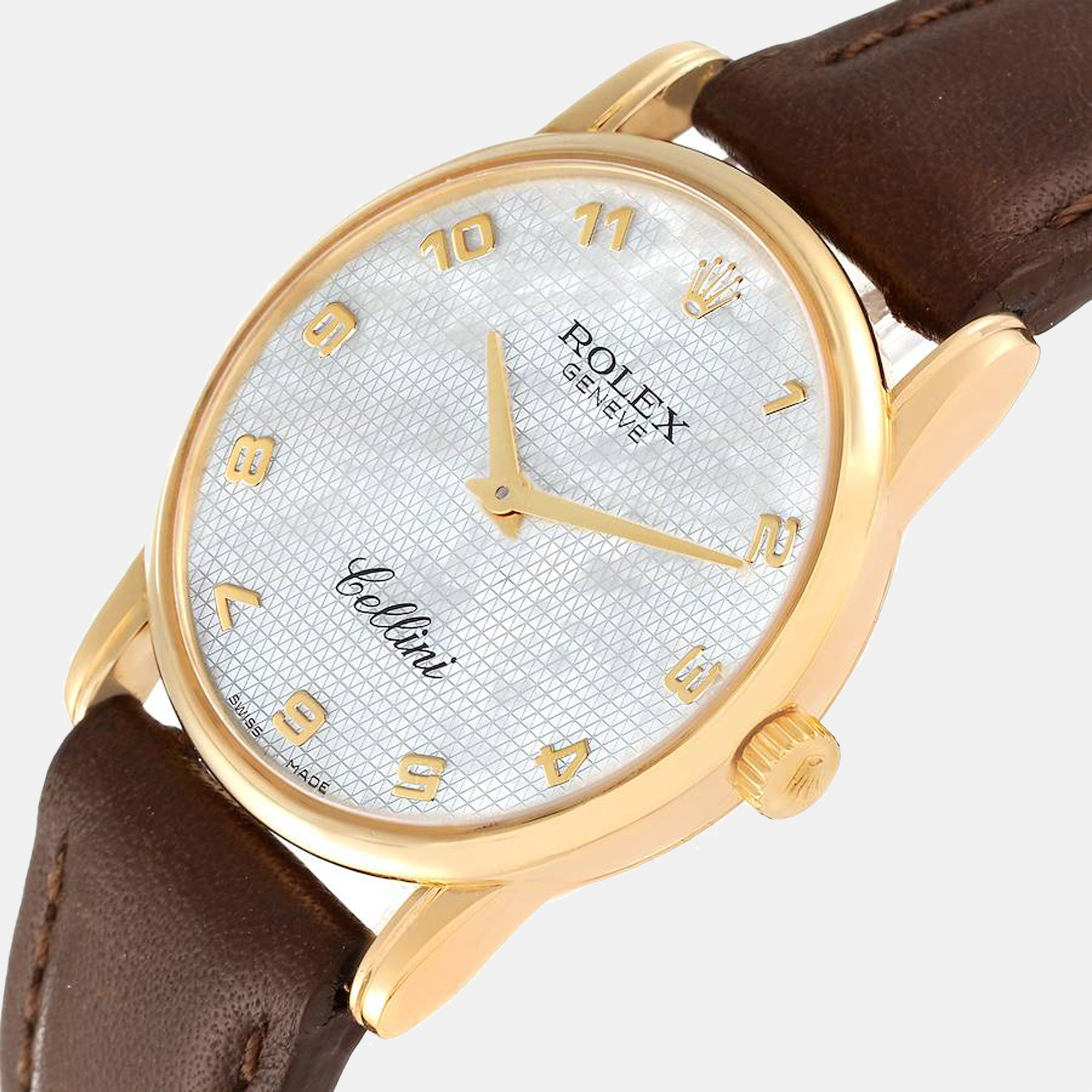 

Rolex MOP 18K Yellow Gold Cellini 5116 Men's Wristwatch 32 mm, White