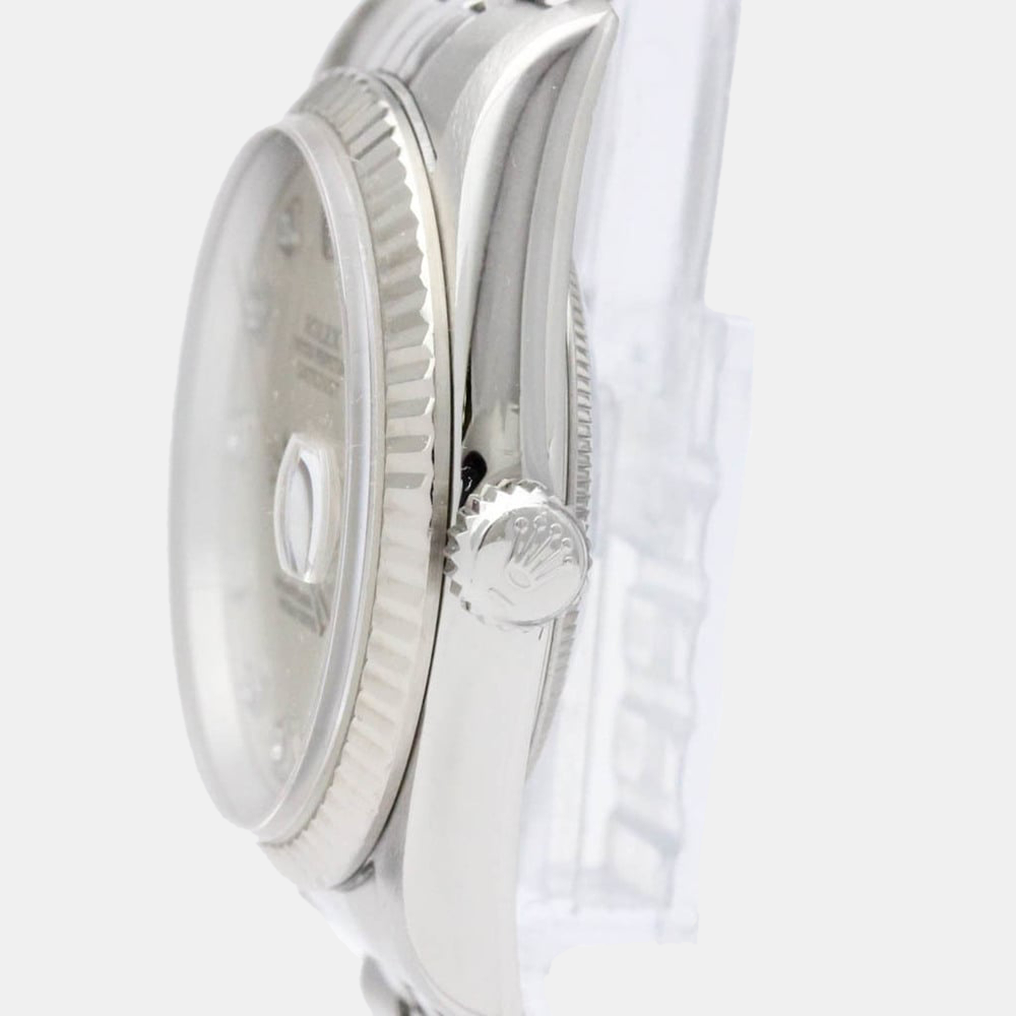

Rolex Silver Diamond 18k White Gold And Stainless Steel Datejust 16234 Automatic Men's Wristwatch 36 mm