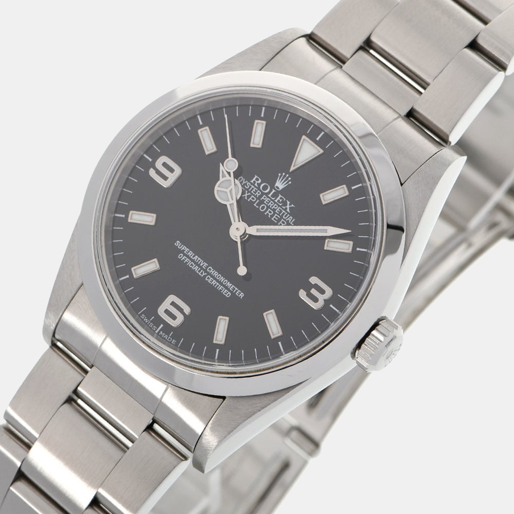 

Rolex Black Stainless Steel Explorer 14270 Automatic Men's Wristwatch 36 mm