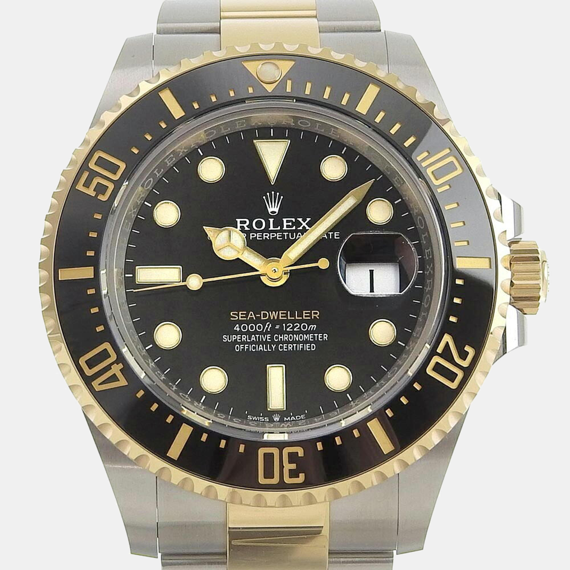 Pre-owned Rolex Black 18k Yellow Gold And Stainless Steel Sea-dweller 126603 Automatic Men's Wristwatch 43 Mm