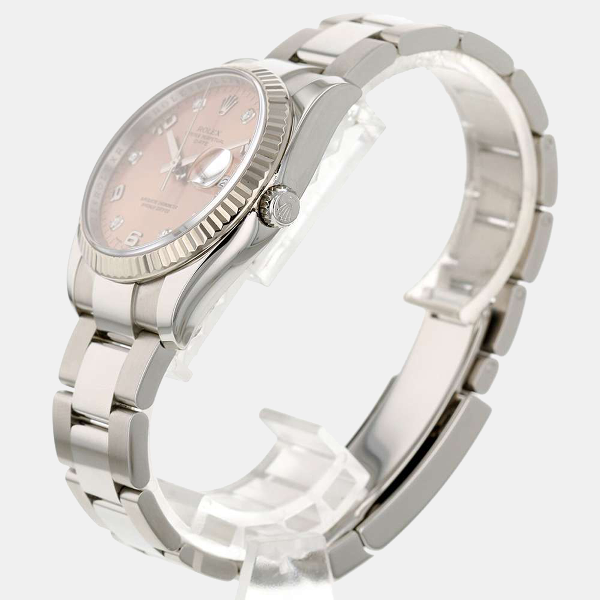 

Rolex Pink Diamond 18k White Gold And Stainless Steel Datejust 115234 Automatic Men's Wristwatch 34 mm