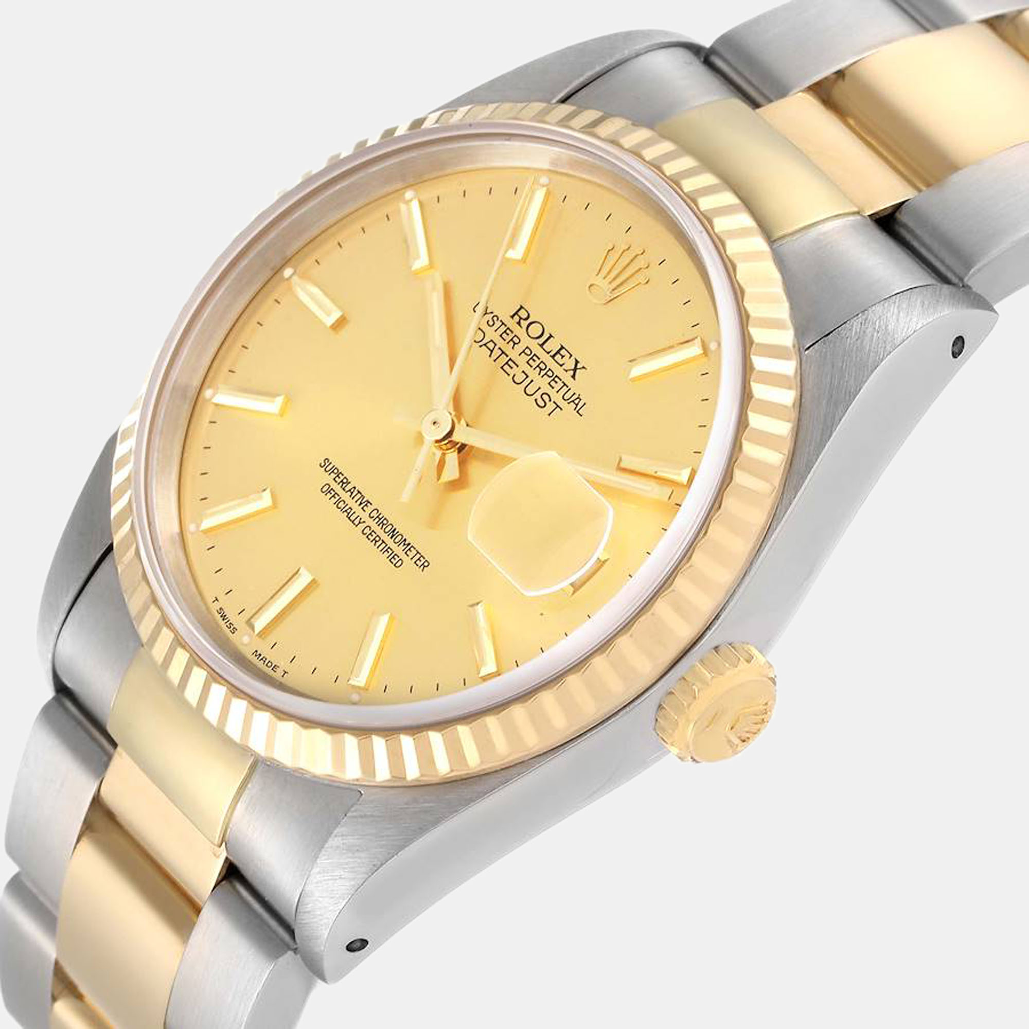 

Rolex Champagne 18k Yellow Gold And Stainless Steel Datejust 16233 Automatic Men's Wristwatch 36 mm