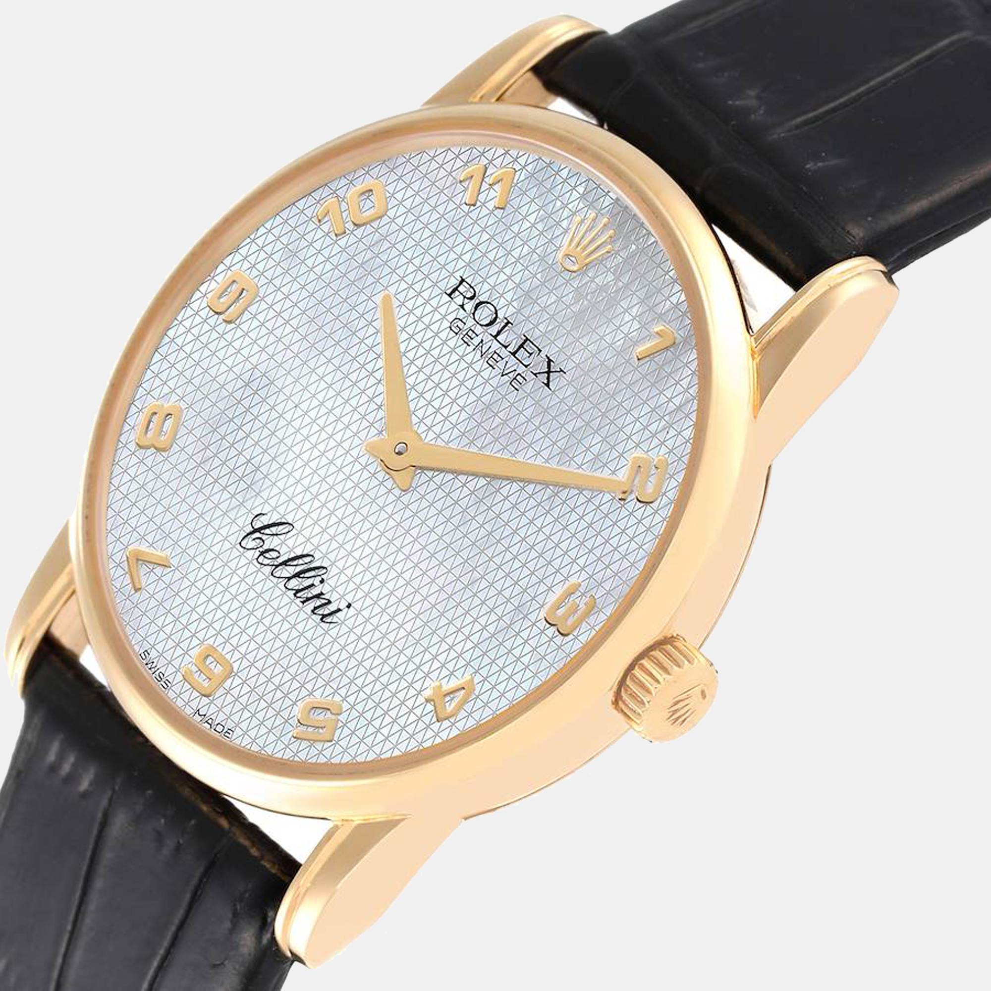 

Rolex MOP 18K Yellow Gold Cellini 5116 Men's Wristwatch 32 mm, White