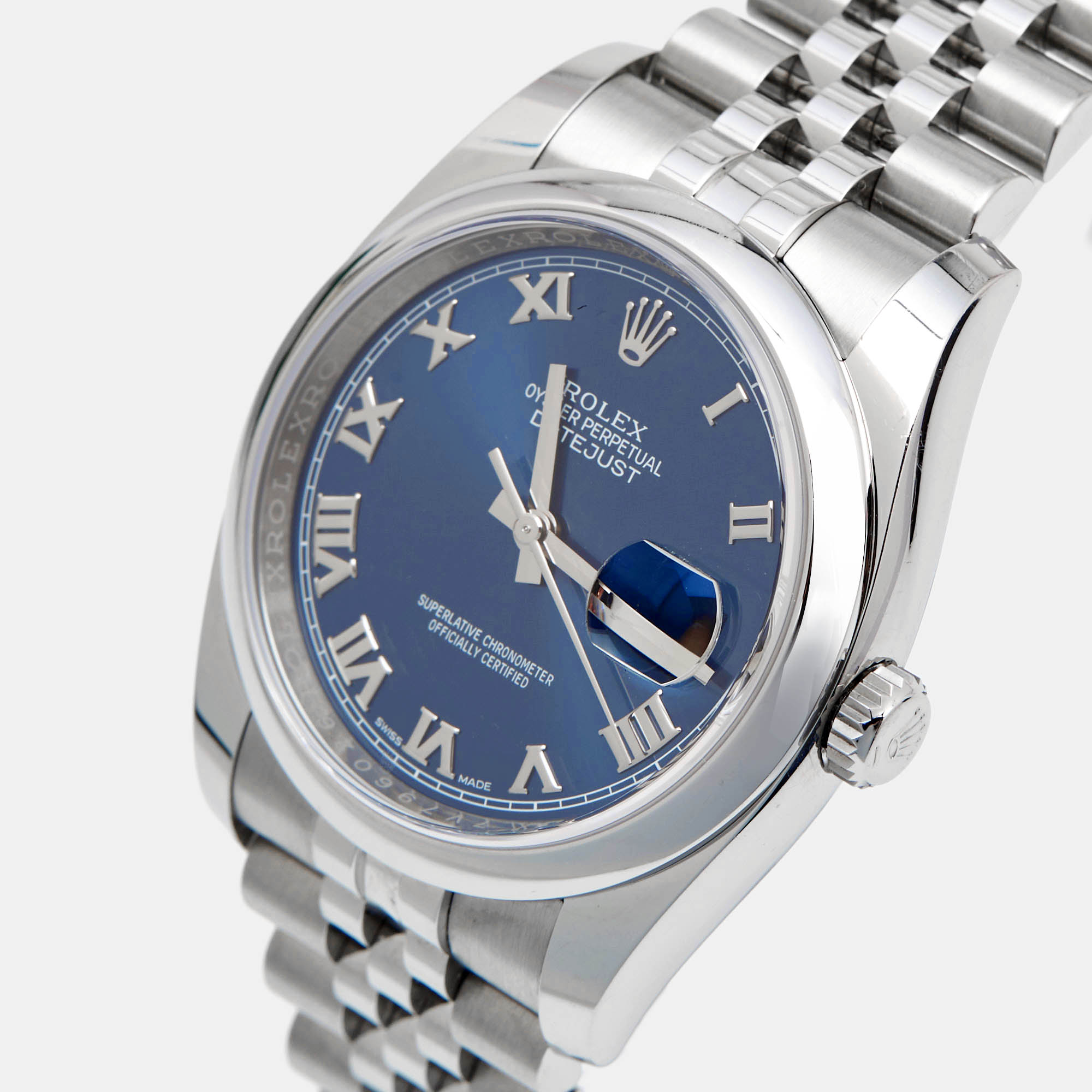 

Rolex Blue Stainless Steel Datejust, Silver