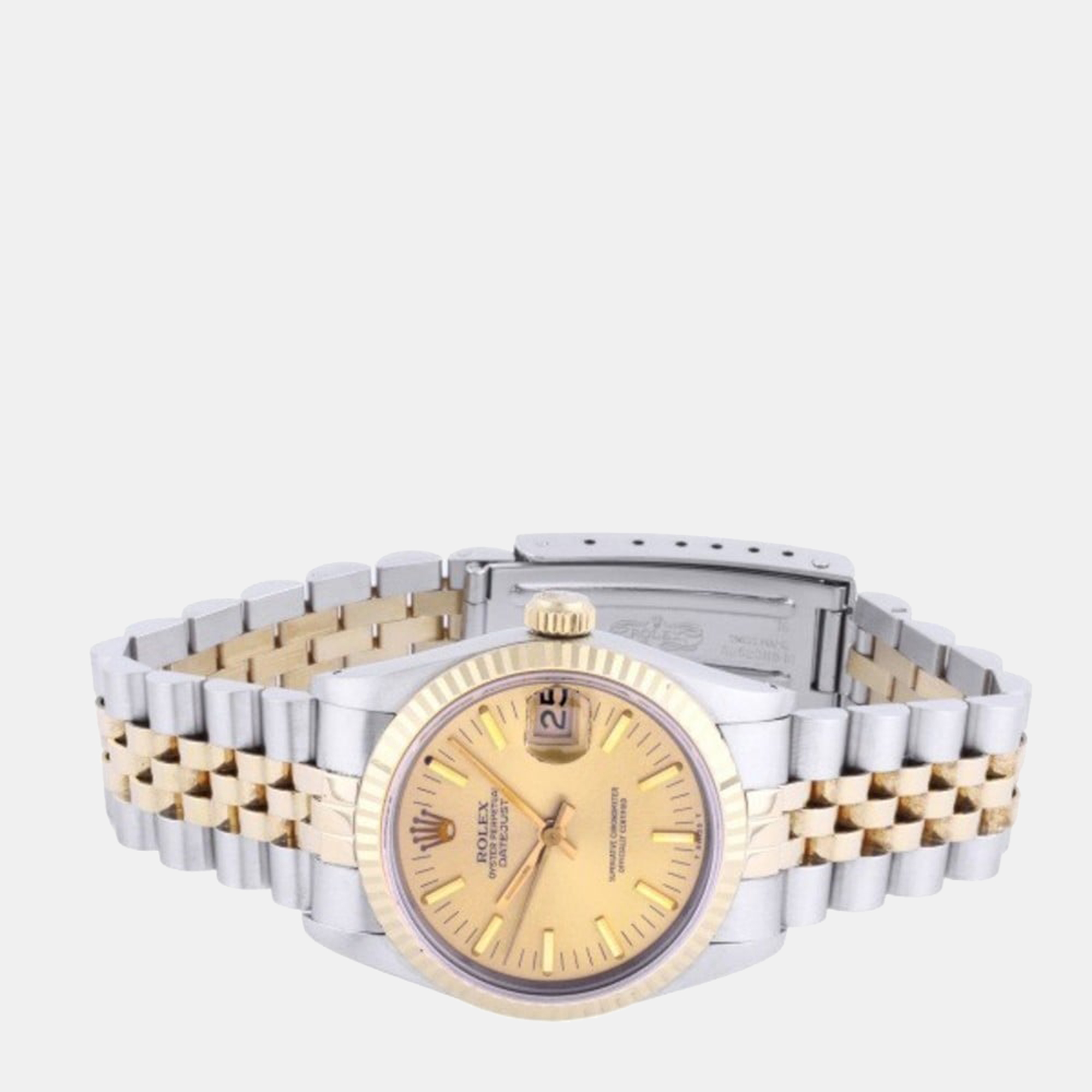

Rolex Champagne 18k Yellow Gold And Stainless Steel Datejust 68273 Automatic Men's Wristwatch 31 mm