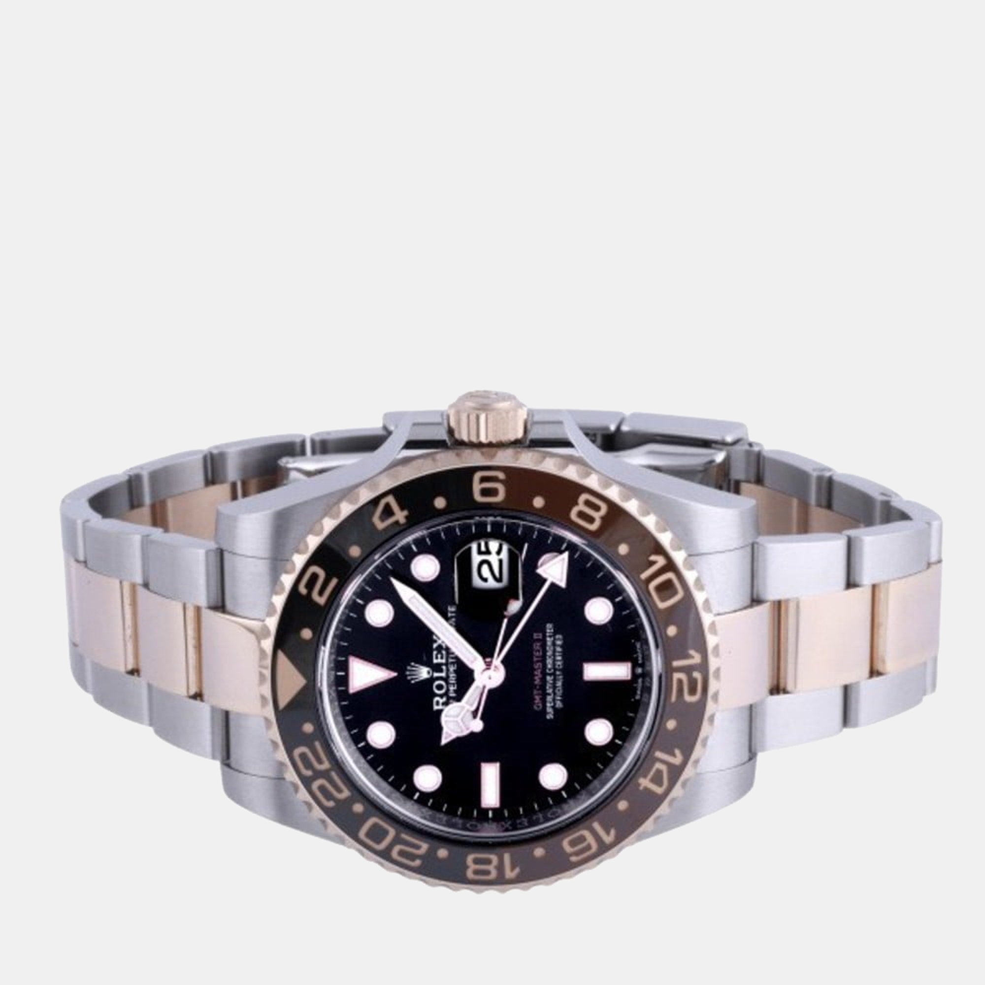 

Rolex Black 18k Rose Gold And Stainless Steel GMT-Master II 126711CHNR Automatic Men's Wristwatch 40 mm