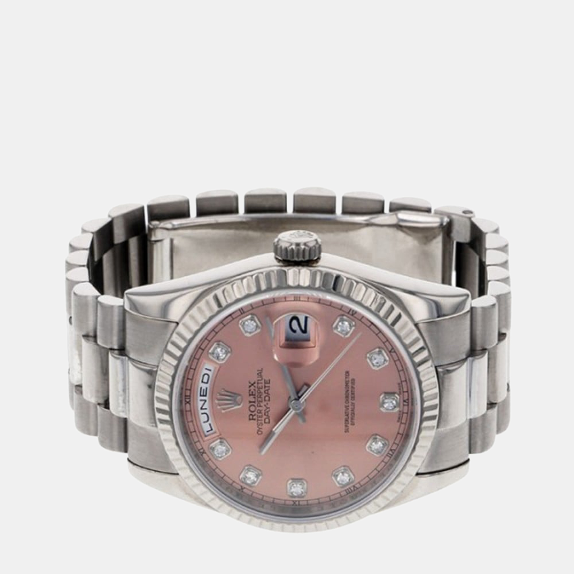 

Rolex Pink Diamond 18k White Gold Day-Date 118239 Automatic Men's Wristwatch 36 mm