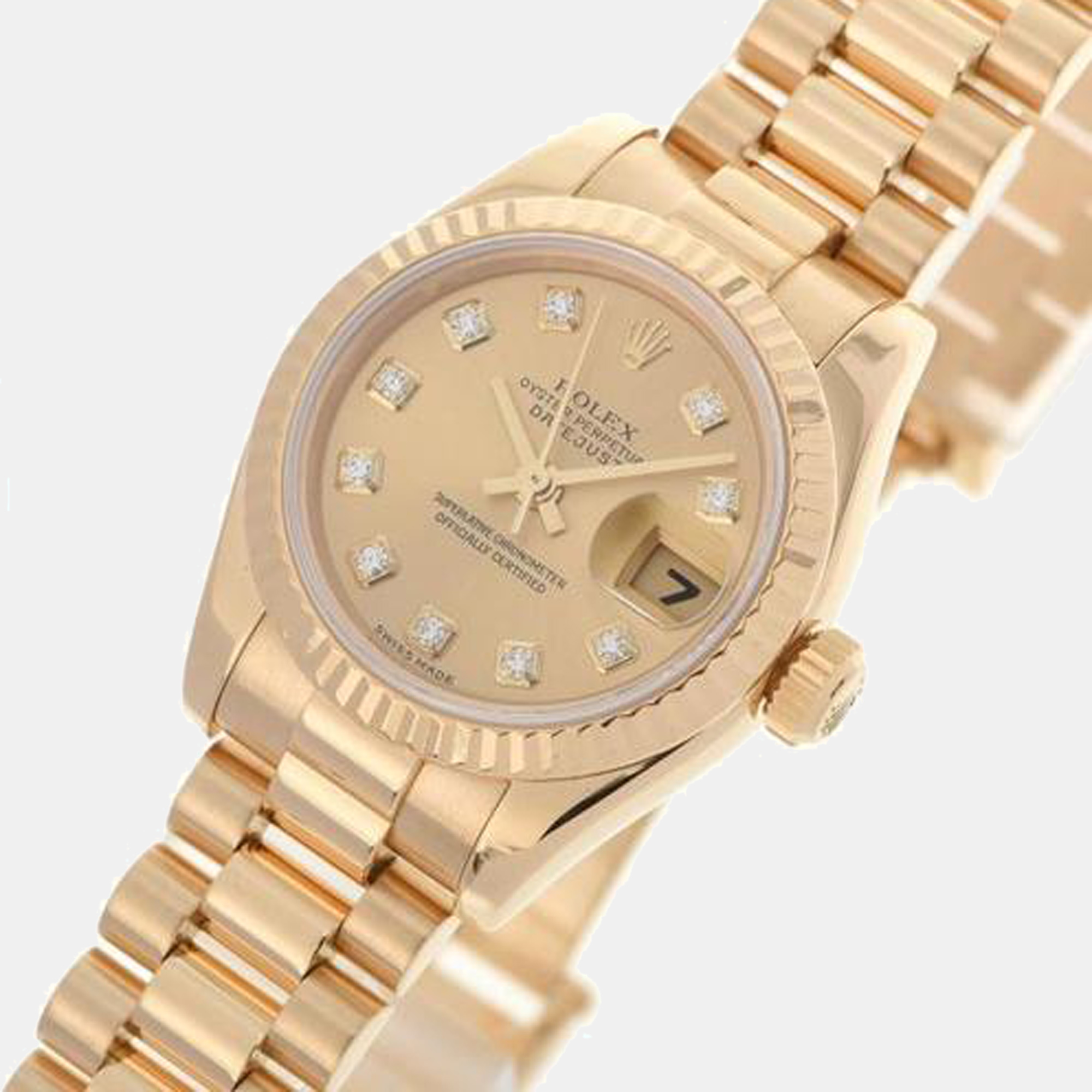 

Rolex Champagne Diamond 18k Yellow Gold Datejust 179178 Automatic Men's Wristwatch 26 mm