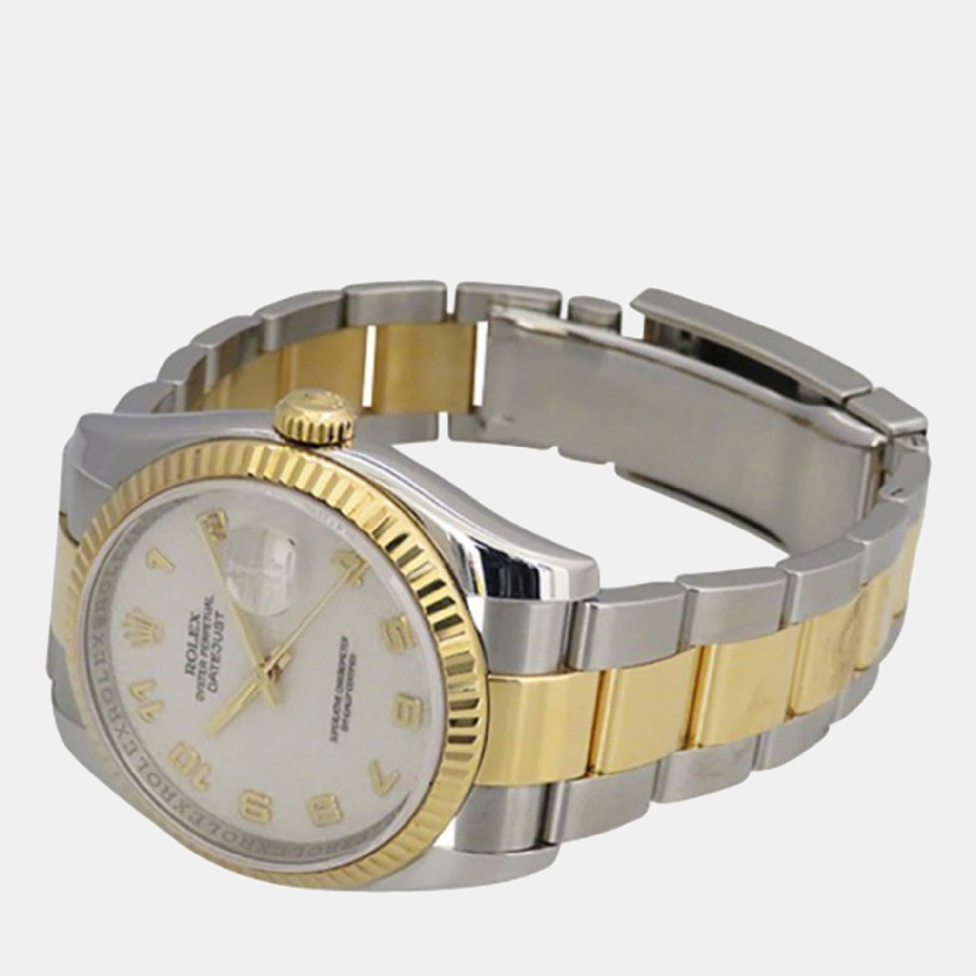 

Rolex White 18k Yellow Gold And Stainless Steel Datejust 116233 Automatic Men's Wristwatch 36 mm