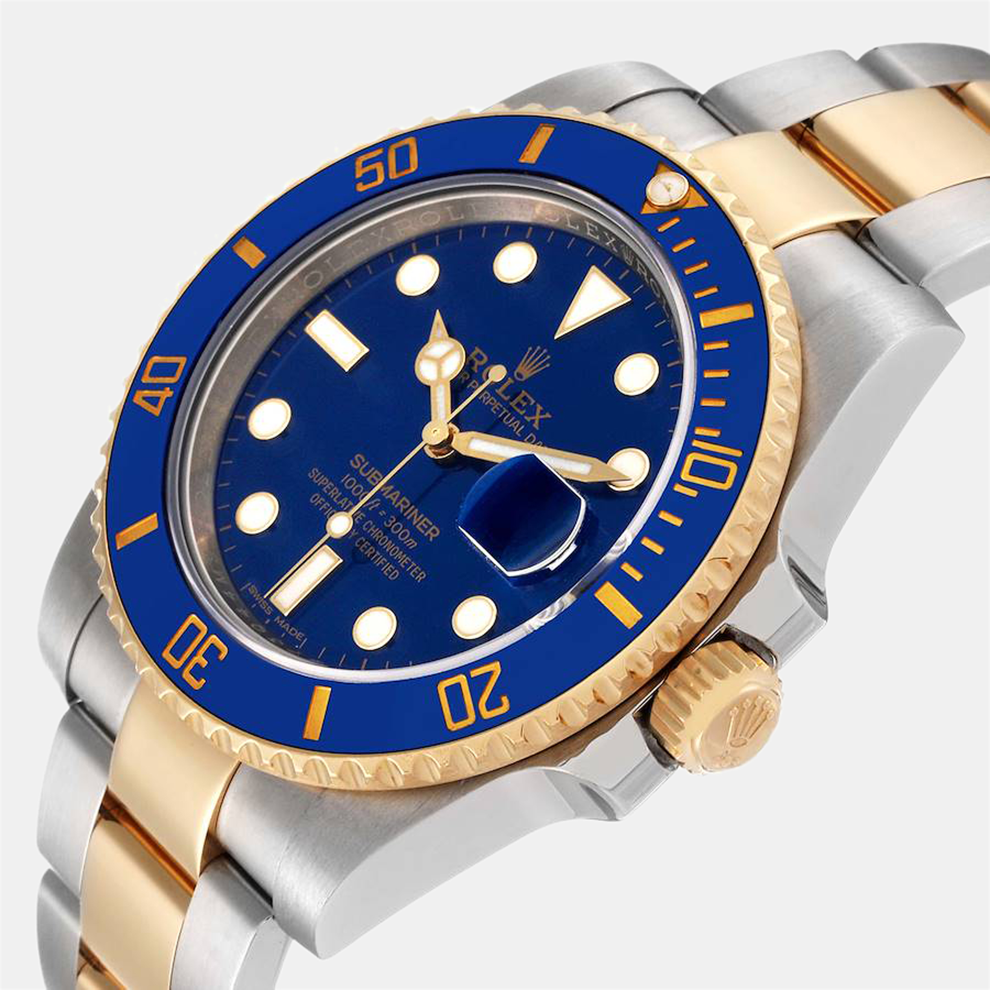 

Rolex Blue 18K Yellow Gold And Stainless Steel Submariner 116613 Automatic Men's Wristwatch 40 mm