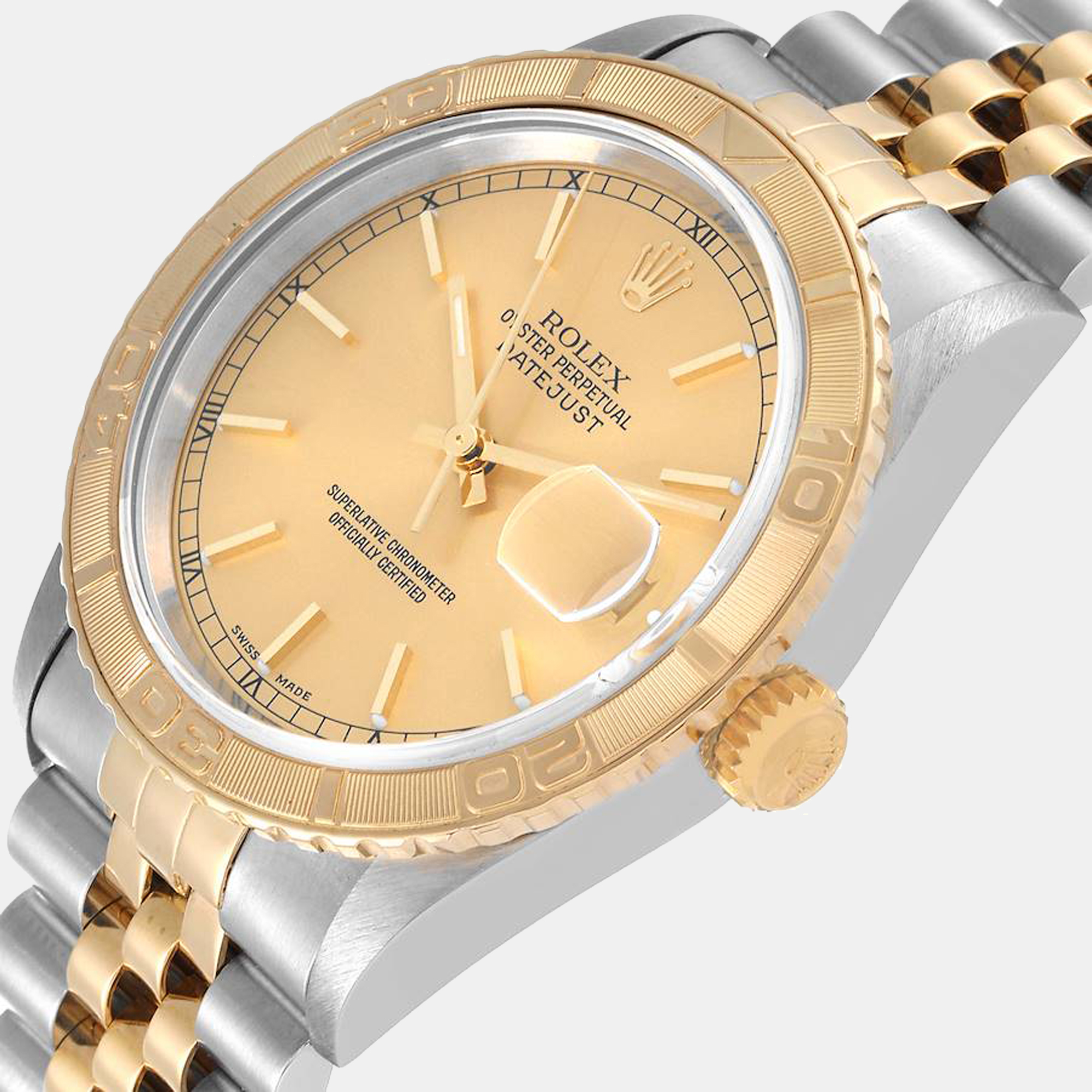 

Rolex Champagne 18K Yellow Gold And Stainless Steel Datejust 16263 Automatic Men's Wristwatch 36 mm