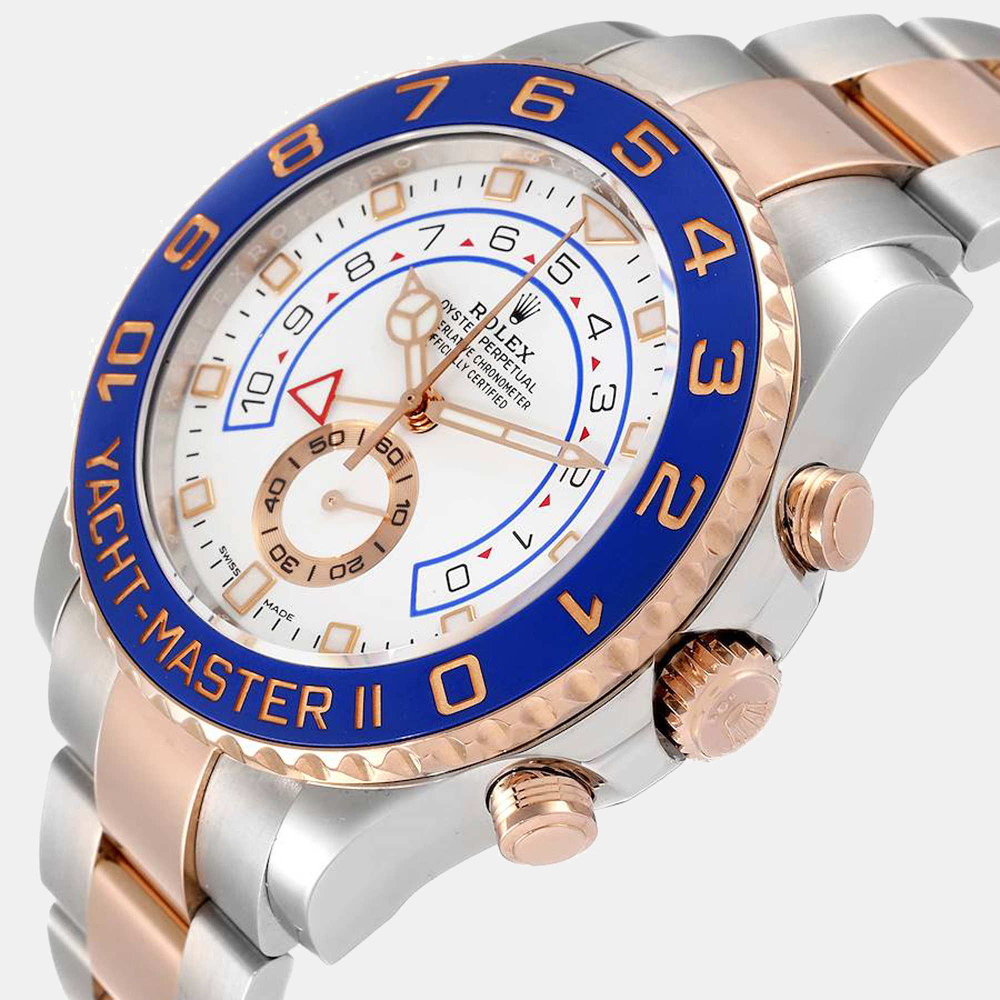 

Rolex White 18K Rose Gold And Stainless Steel Yacht-Master 116681 Men's Wristwatch 44 mm