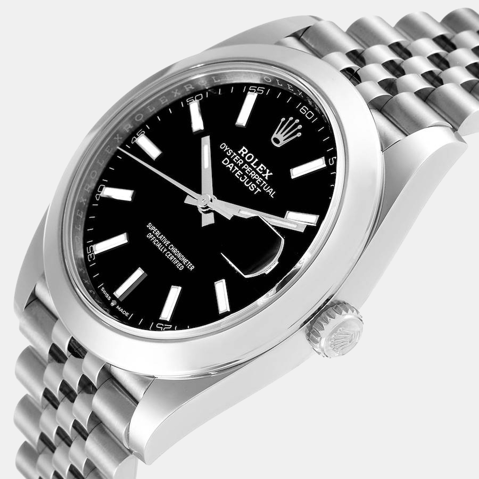 

Rolex Black Stainless Steel Datejust 126300 Automatic Men's Wristwatch 41 mm