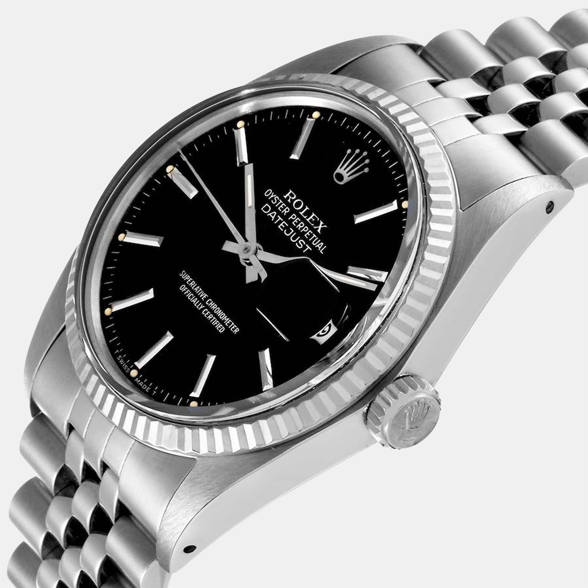 

Rolex Black 18K White Gold And Stainless Steel Datejust Vintage 16014 Automatic Men's Wristwatch 36 mm