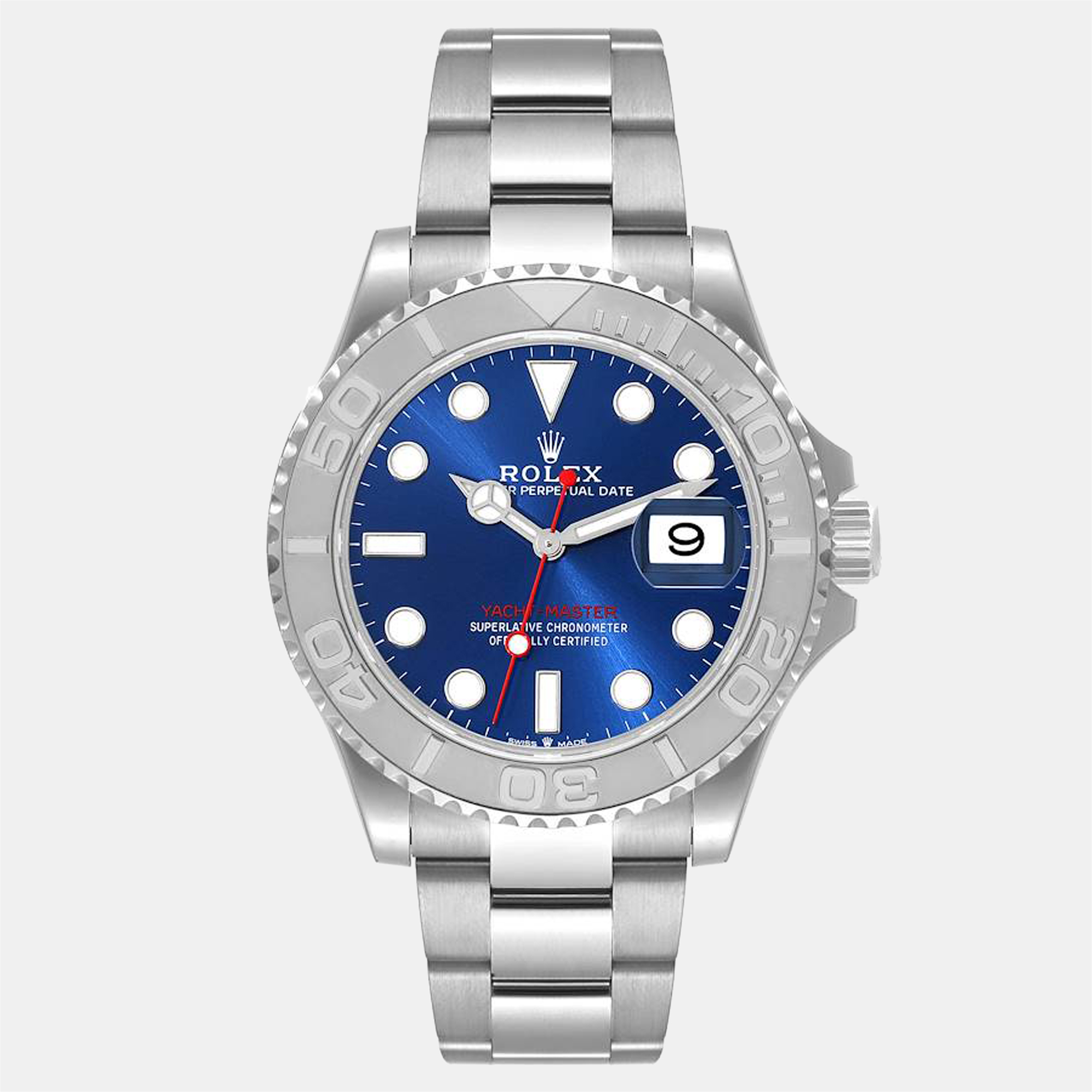 Preowned Rolex Blue Stainless Steel Yachtmaster 126622 Automatic Men's Wristwatch 40 Mm ModeSens