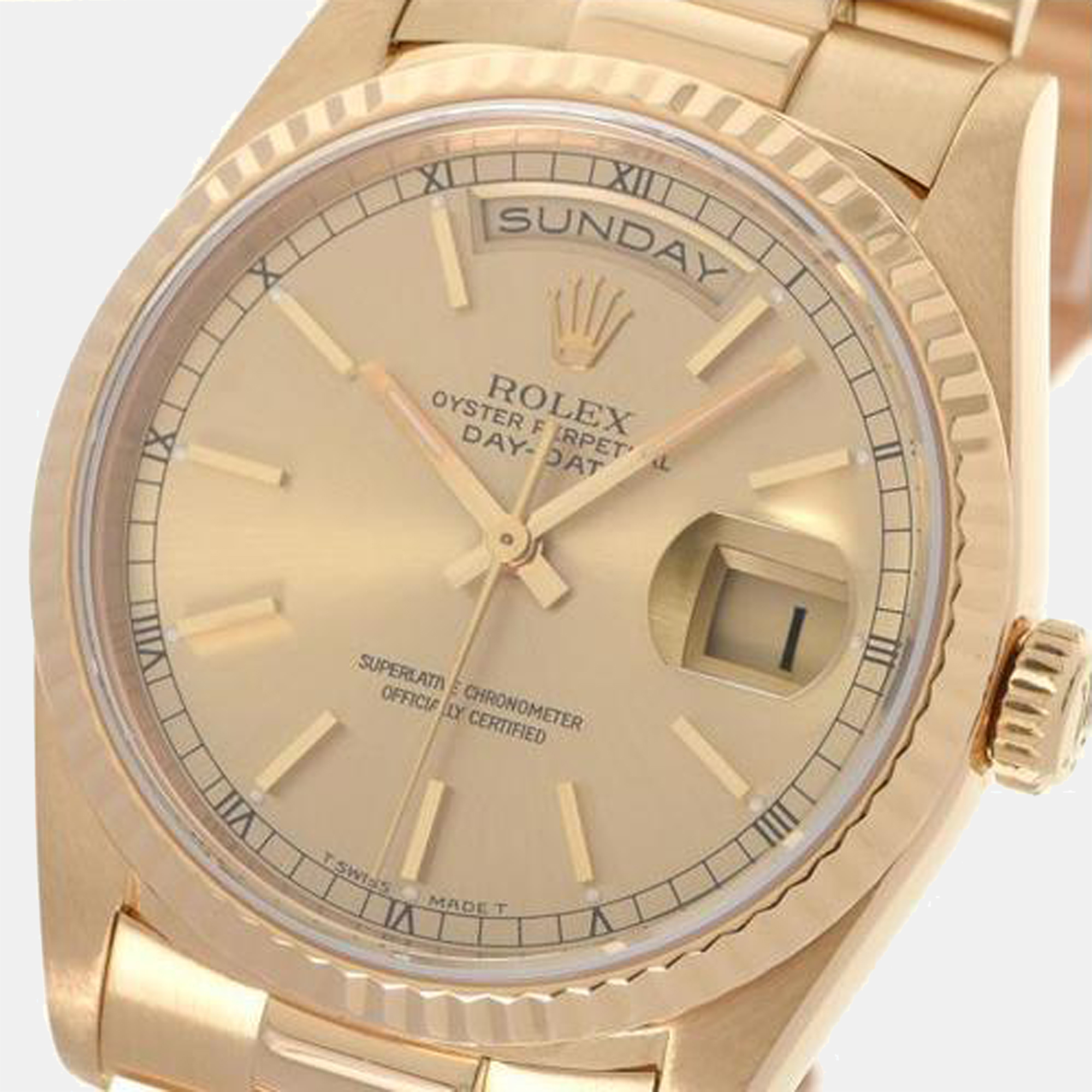 

Rolex Champagne 18K Yellow Gold Day - Date President 18238 Automatic Men's Wristwatch 36 mm