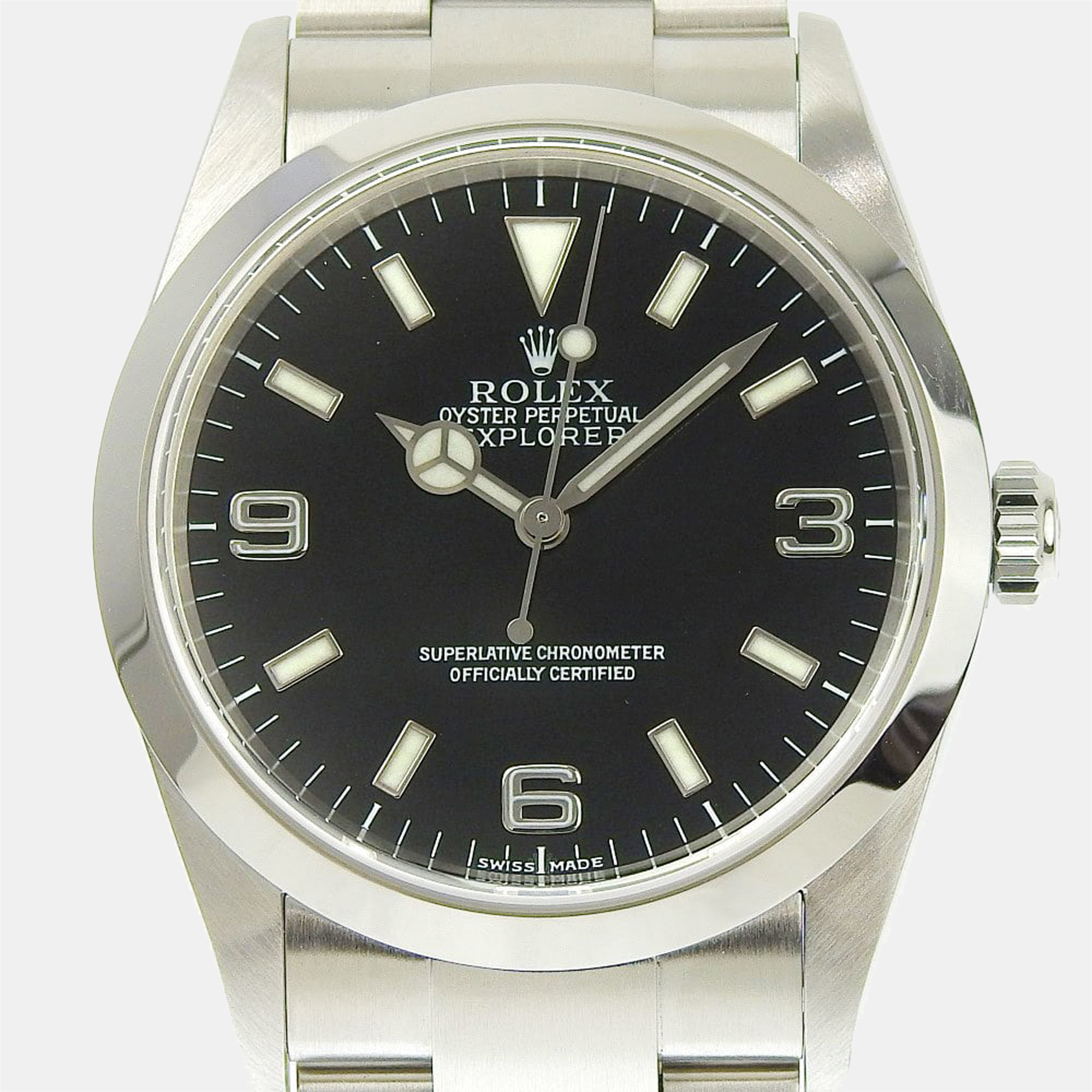 Preowned Rolex Black Stainless Steel Explorer 114270 Automatic Men's