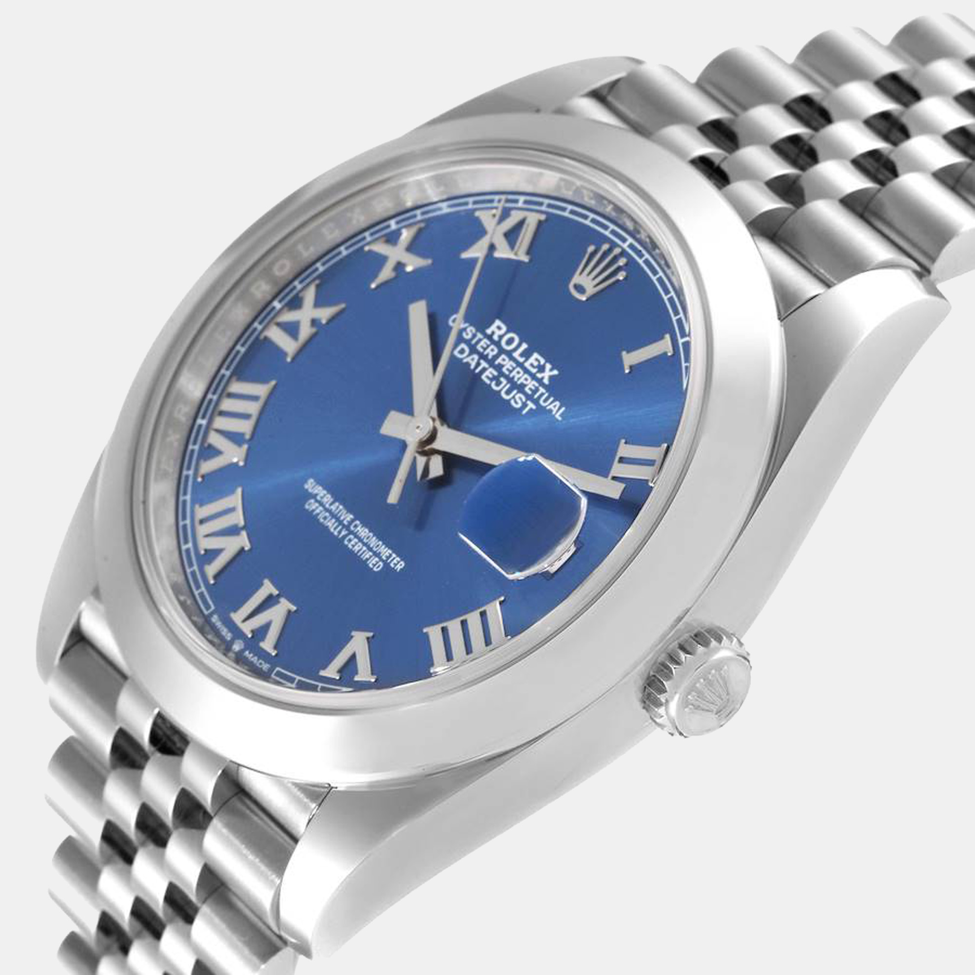

Rolex Blue Stainless Steel Datejust 126300 Automatic Men's Wristwatch 41 mm