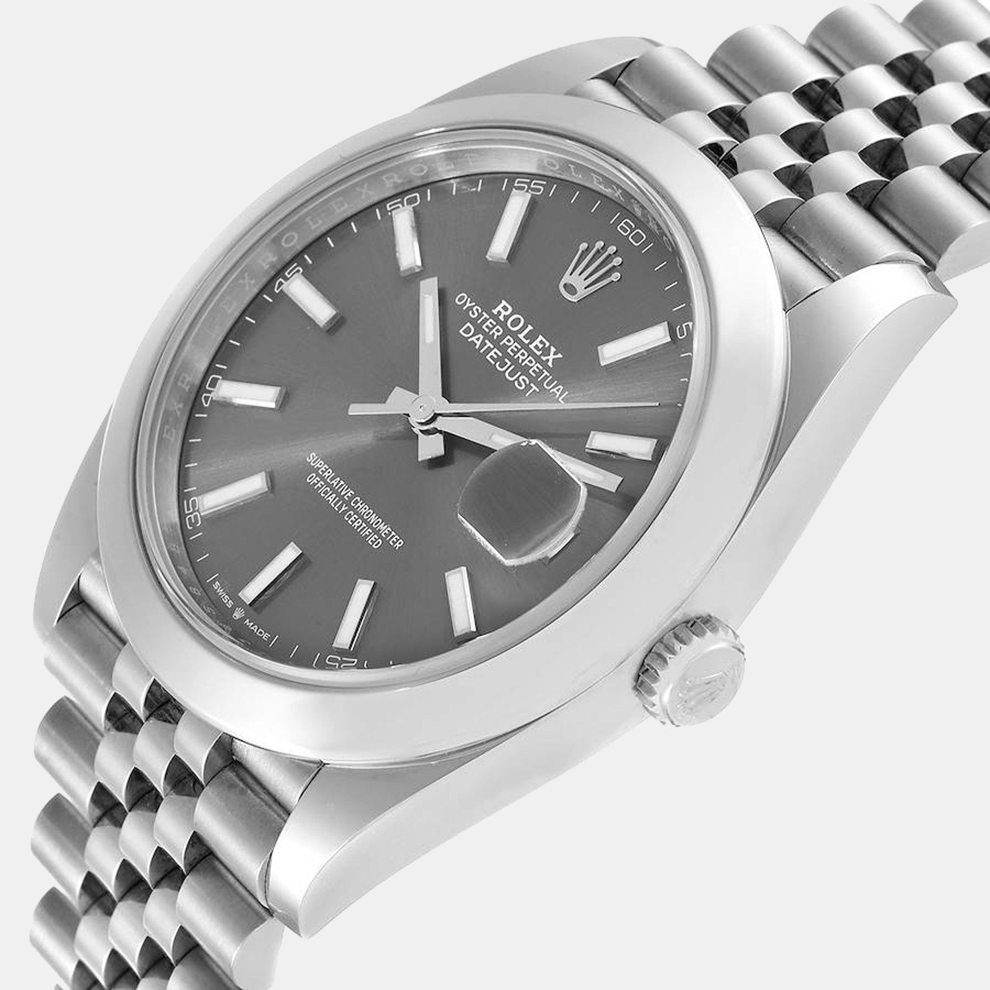 

Rolex Grey Stainless Steel Datejust 126300 Automatic Men's Wristwatch 41 mm