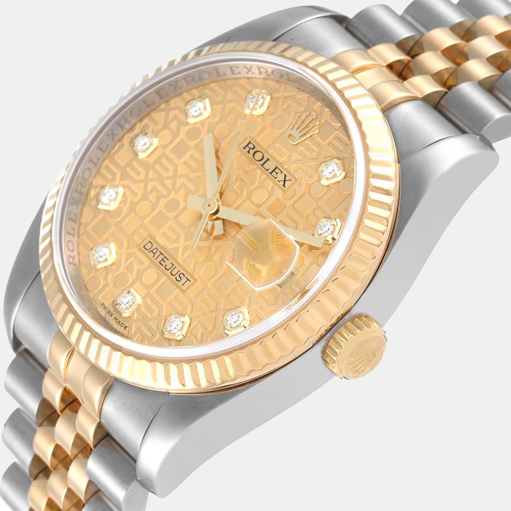 

Rolex Champagne Diamonds 18k Yellow Gold And Stainless Steel Datejust 116233 Men's Wristwatch 36 mm