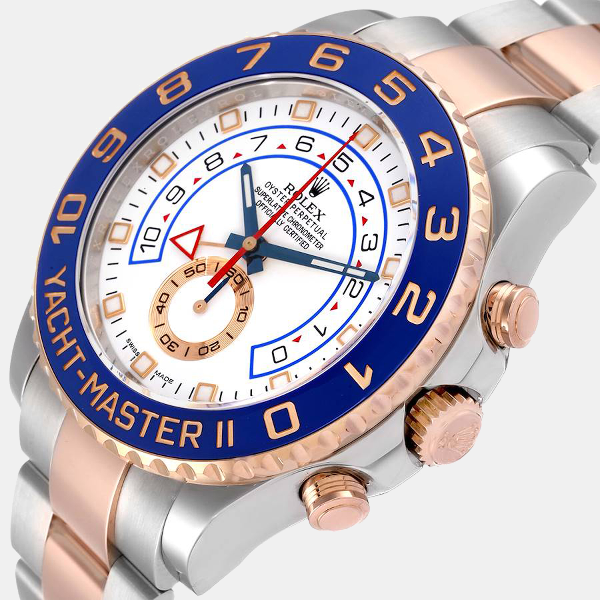 

Rolex White 18K Rose Gold And Stainless Steel Yacht-Master 116681 Automatic Men's Wristwatch 44 mm