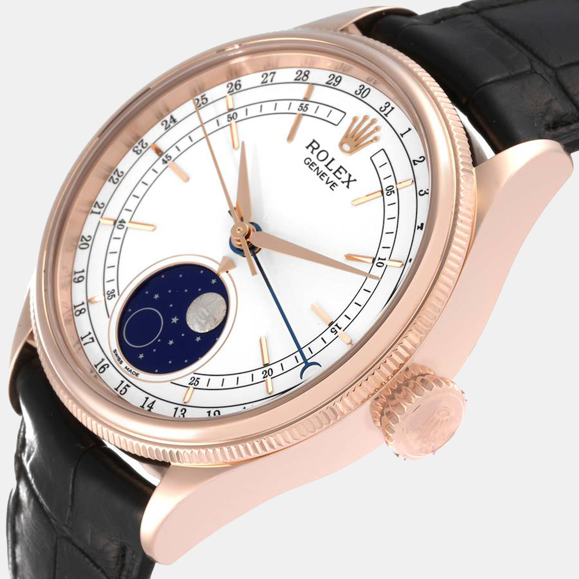 

Rolex White 18K Rose Gold Cellini 50535 Men's Wristwatch 39 mm