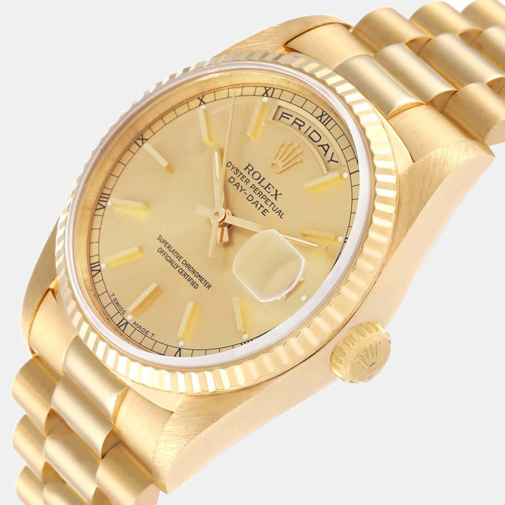 

Rolex Champagne 18K Yellow Gold President Day-Date 18238 Automatic Men's Wristwatch 36 mm