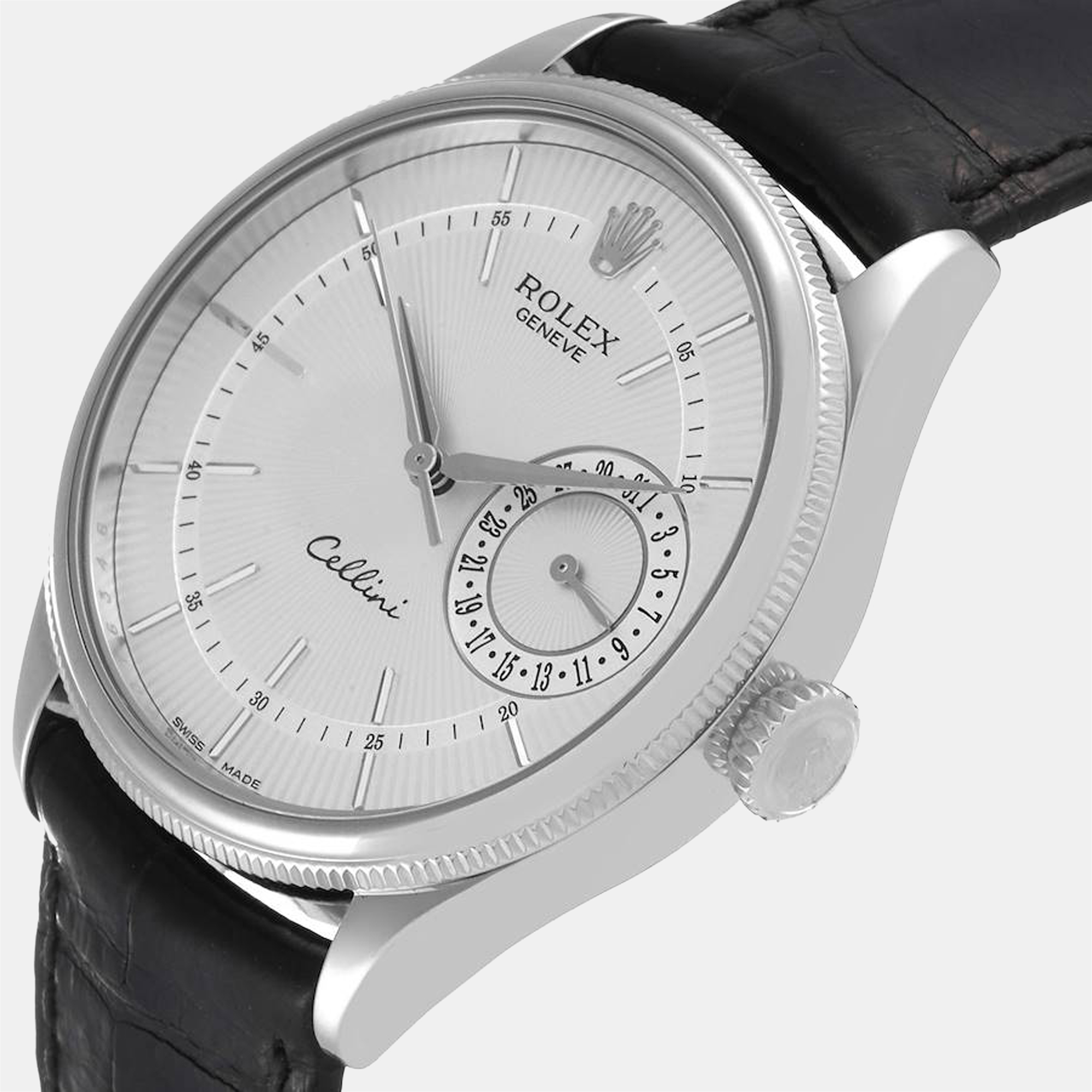 

Rolex Silver 18K White Gold Cellini Date 50519 Automatic 50519 Men's Wristwatch 39 mm