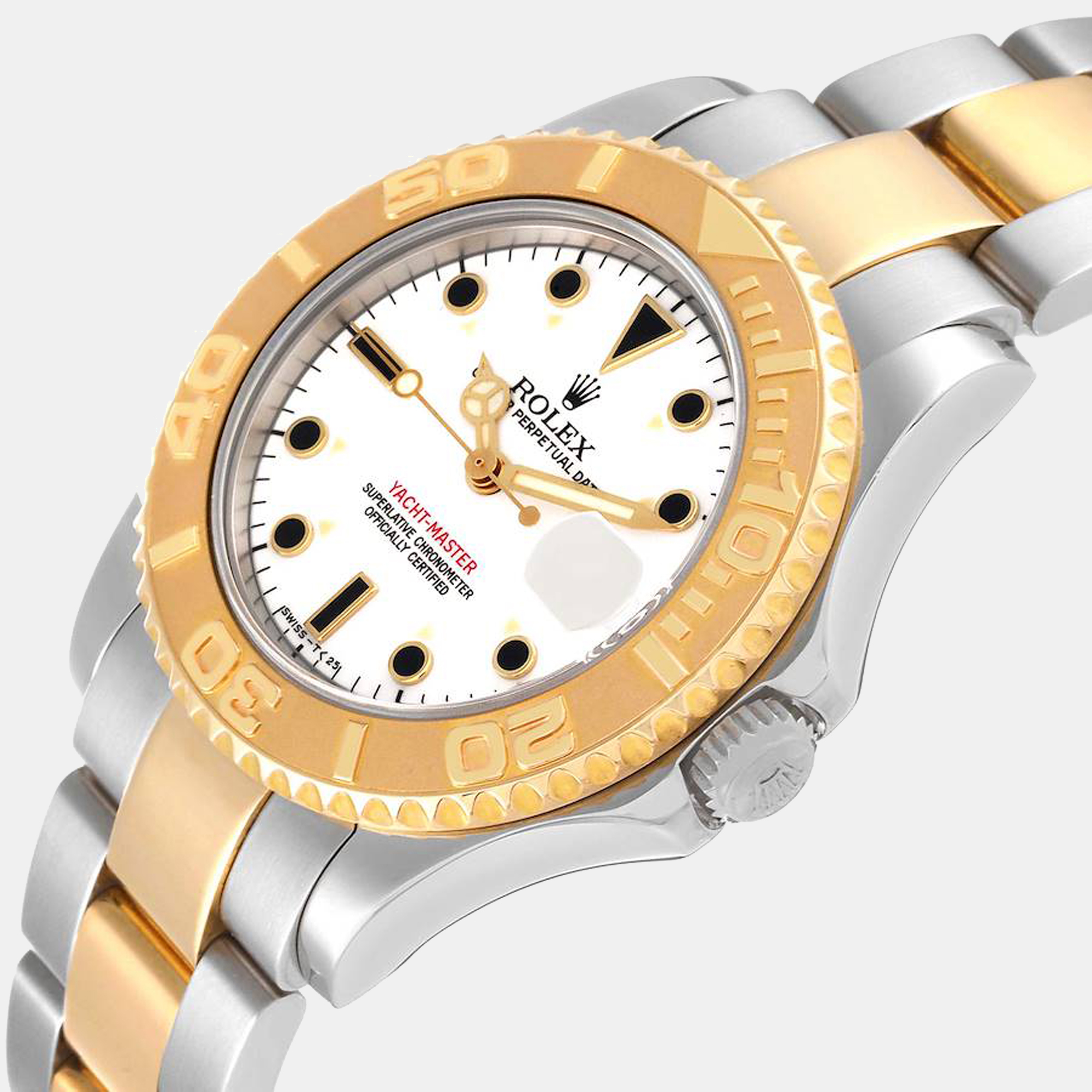 

Rolex White 18K Yellow Gold And Stainless Steel Yacht-Master 68623 Men's Wristwatch 35 mm
