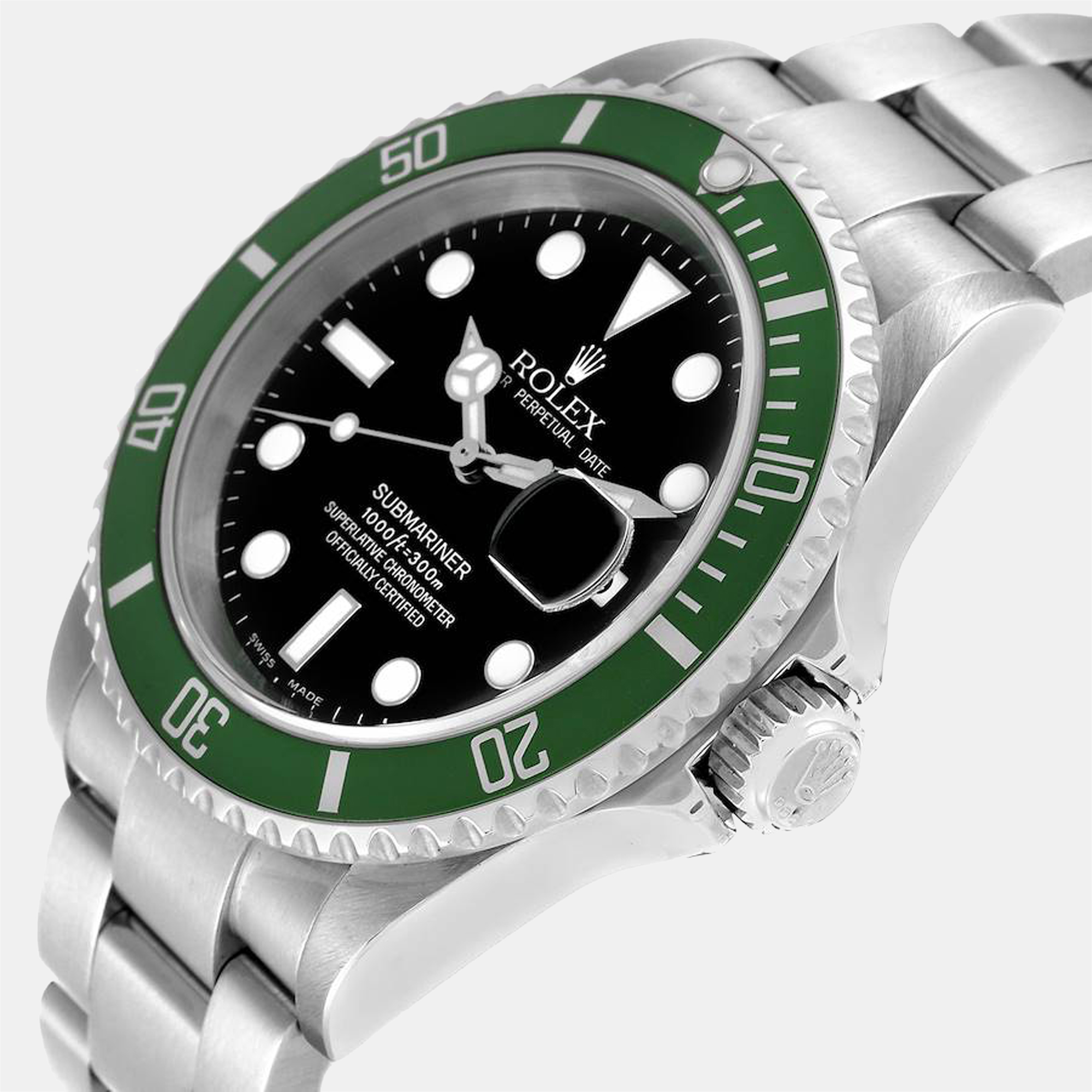 

Rolex Black Stainless Steel Submariner Kermit 16610LV Automatic Men's Wristwatch 40 mm