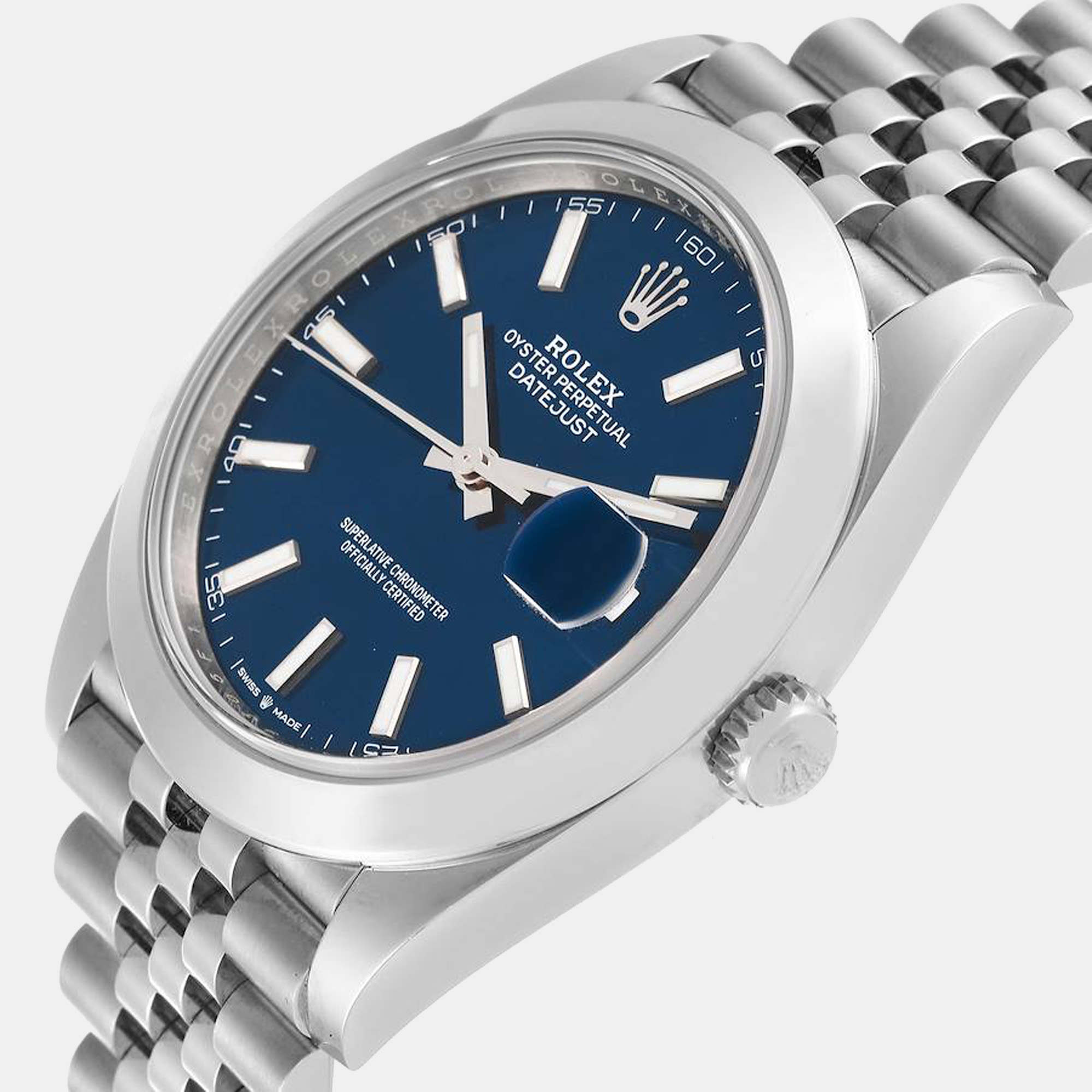 

Rolex Blue Stainless Steel Datejust 126300 Automatic Men's Wristwatch 41 mm