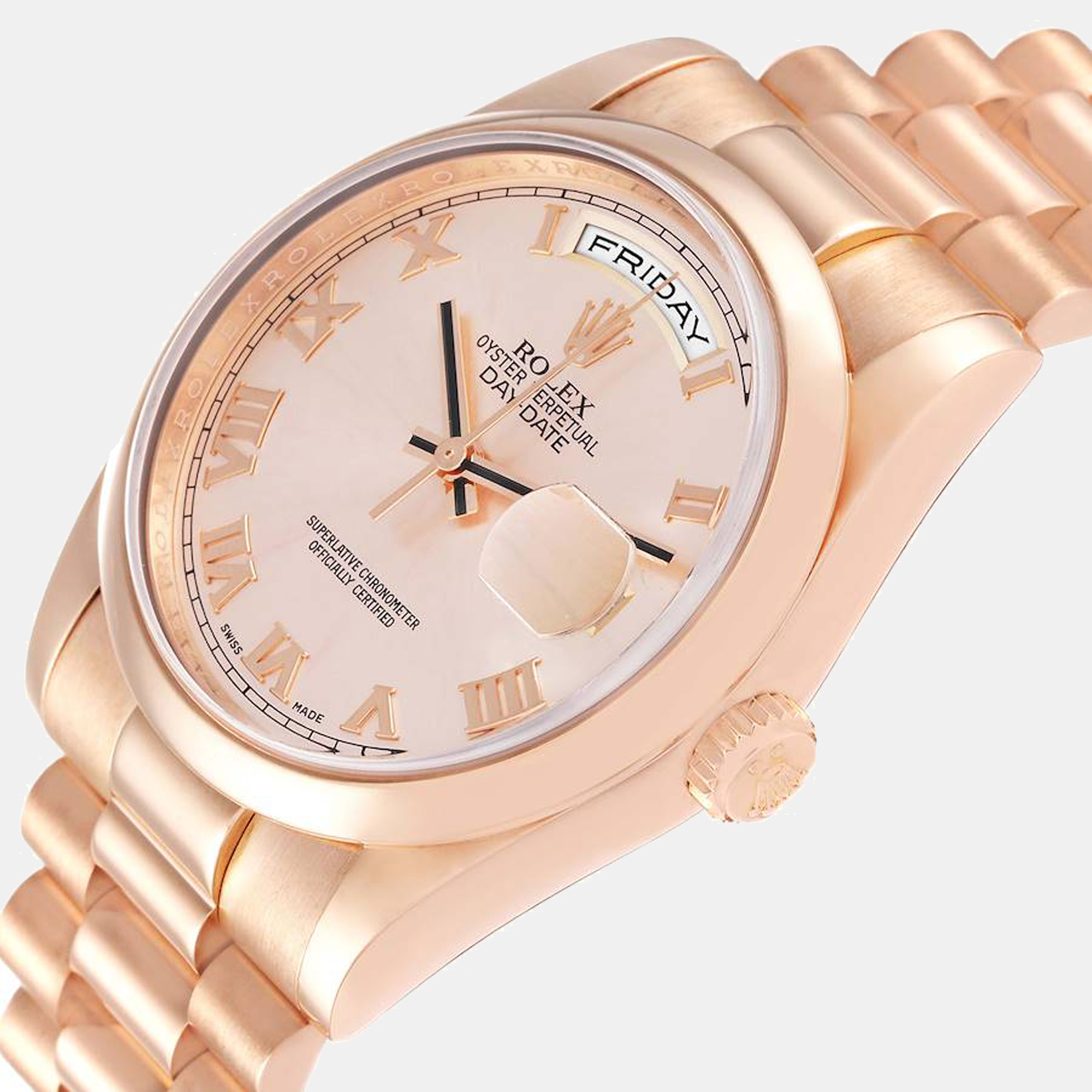 

Rolex Pink 18K Rose Gold Day - Date President 118205 Men's Wristwatch 36 mm