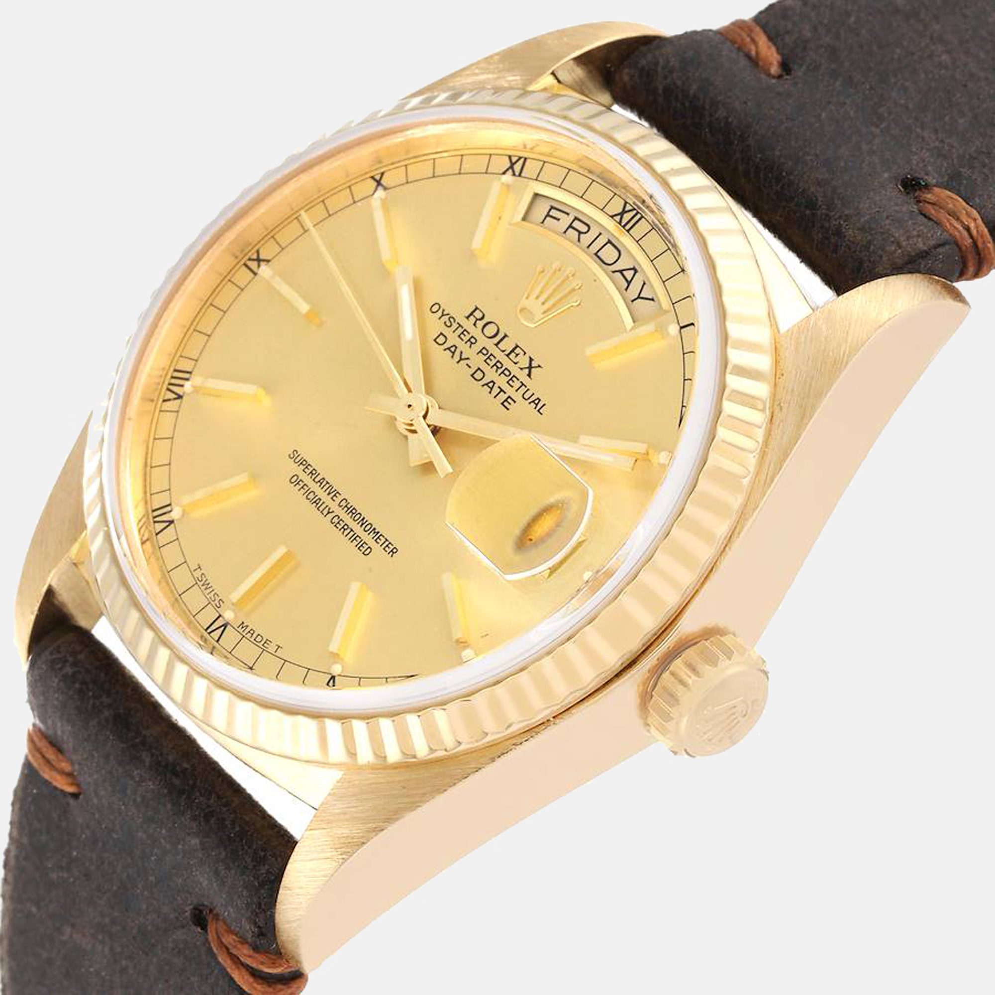 

Rolex Champagne 18K Yellow Gold Day - Date President 18038 Automatic Men's Wristwatch 36 mm