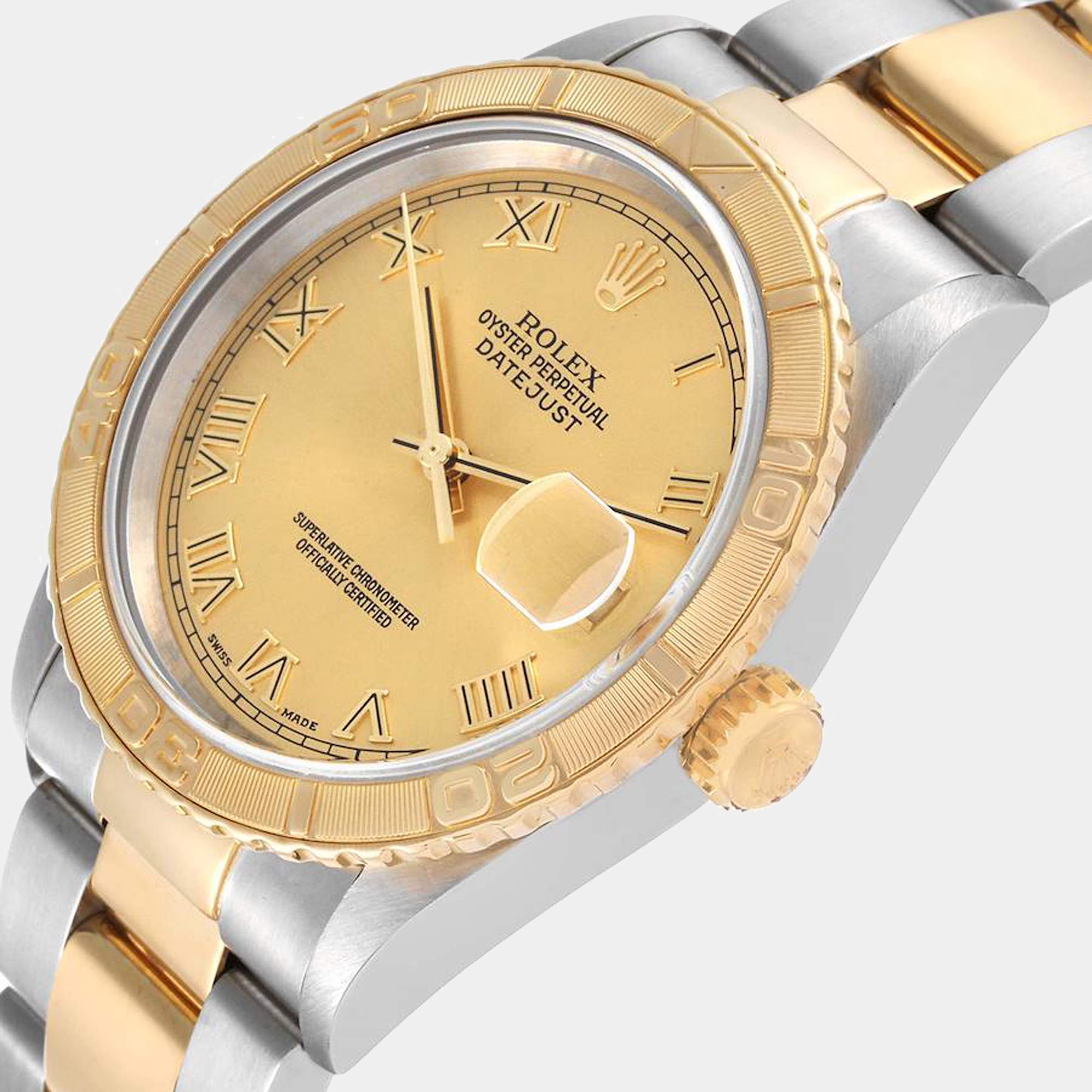 

Rolex Champagne 18K Yellow Gold And Stainless Steel Datejust 16263 Automatic Men's Wristwatch 36 mm