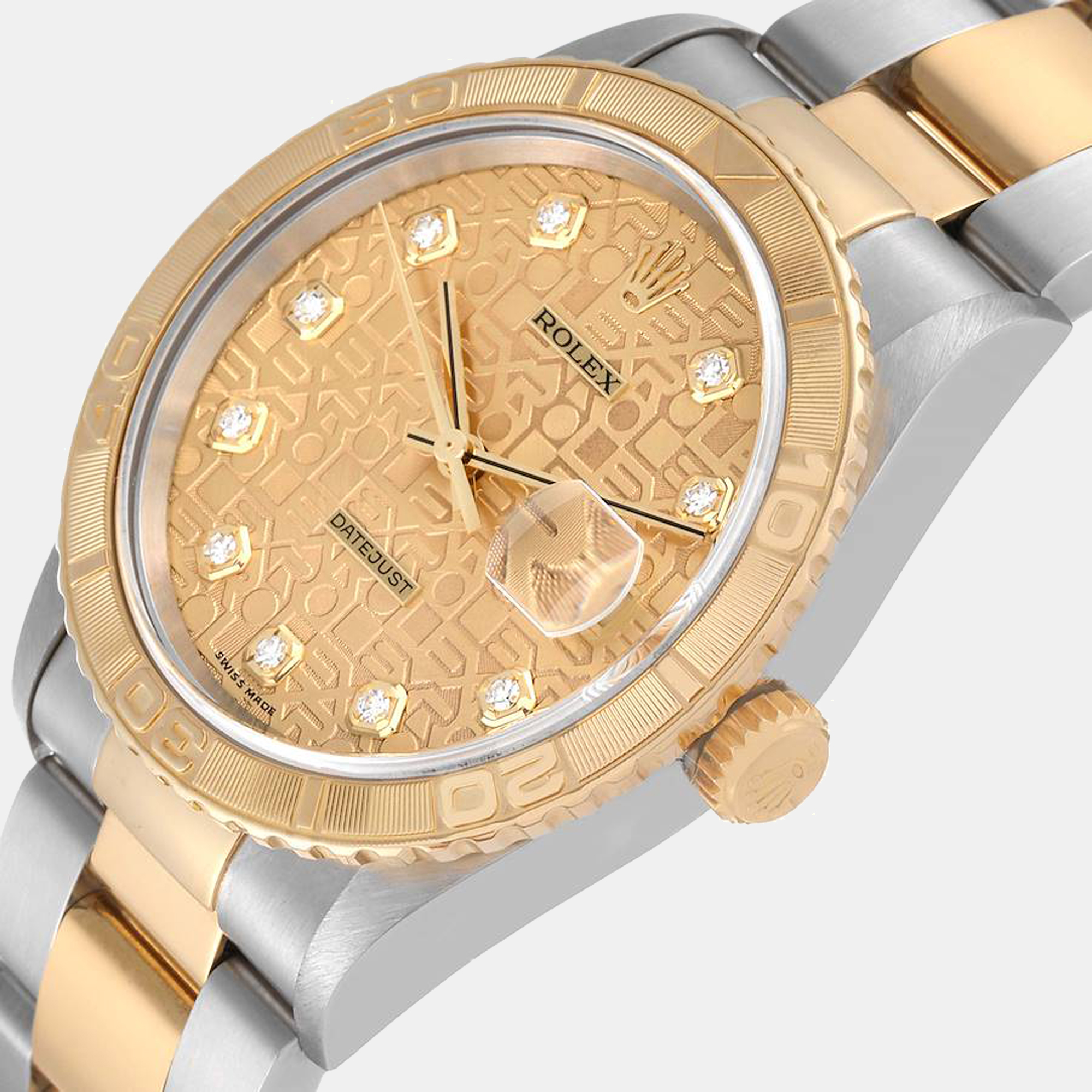

Rolex Champagne Diamonds 18k Yellow Gold And Stainless Steel Datejust Turnograph 16263 Men's Wristwatch 36 mm