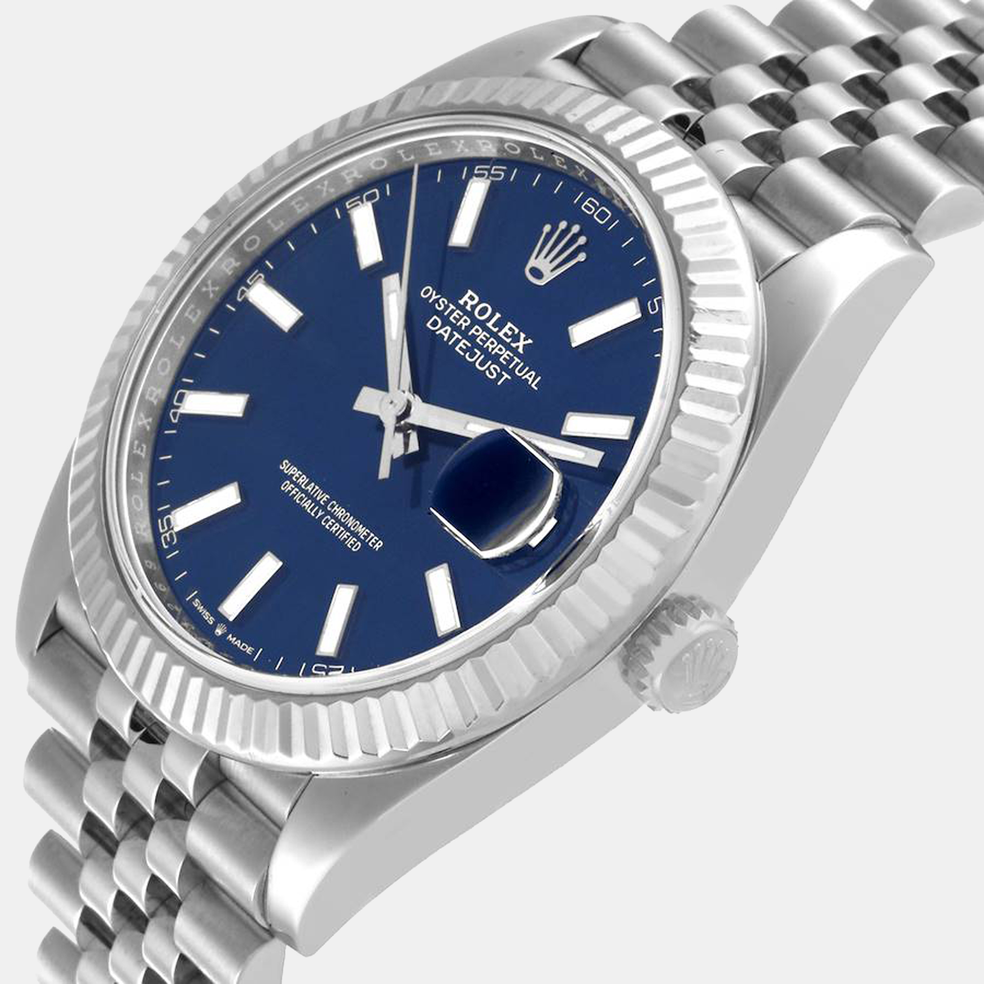 

Rolex Blue 18K White Gold And Stainless Steel Datejust 126334 Automatic Men's Wristwatch 41 mm