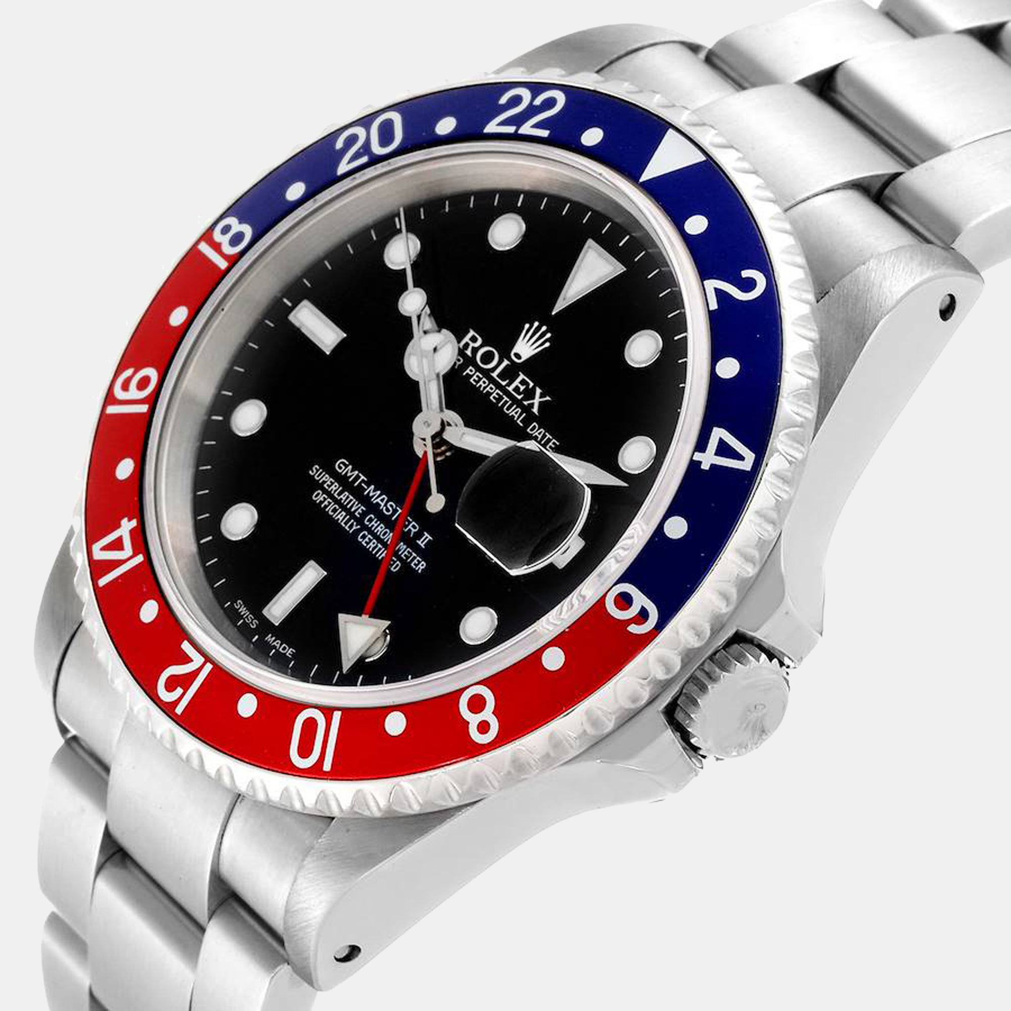 

Rolex Black Stainless Steel GMT-Master II Pepsi 16710 Automatic Men's Wristwatch 40 mm