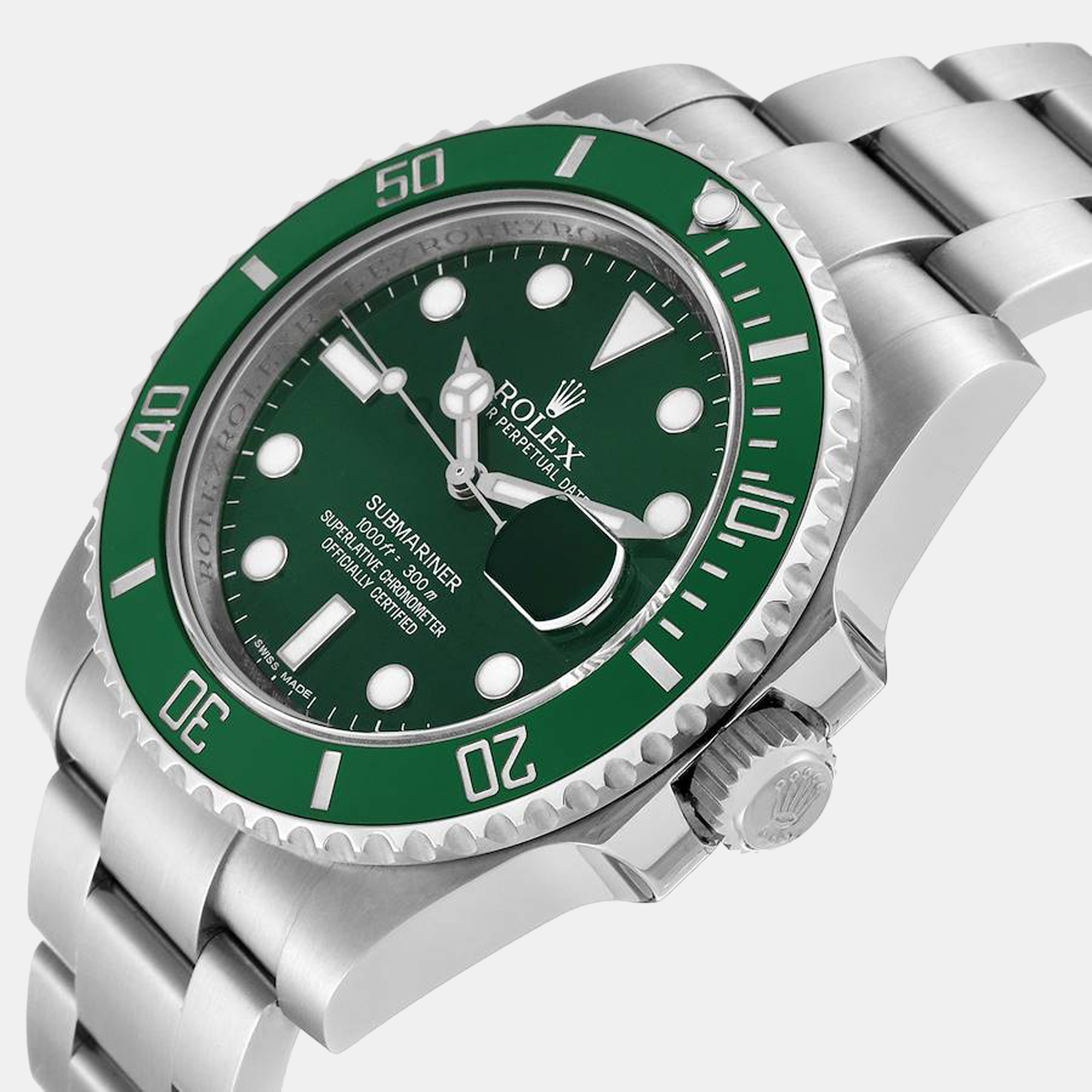 

Rolex Green Stainless Steel Submariner Hulk 116610LV Automatic Men's Wristwatch 40 mm