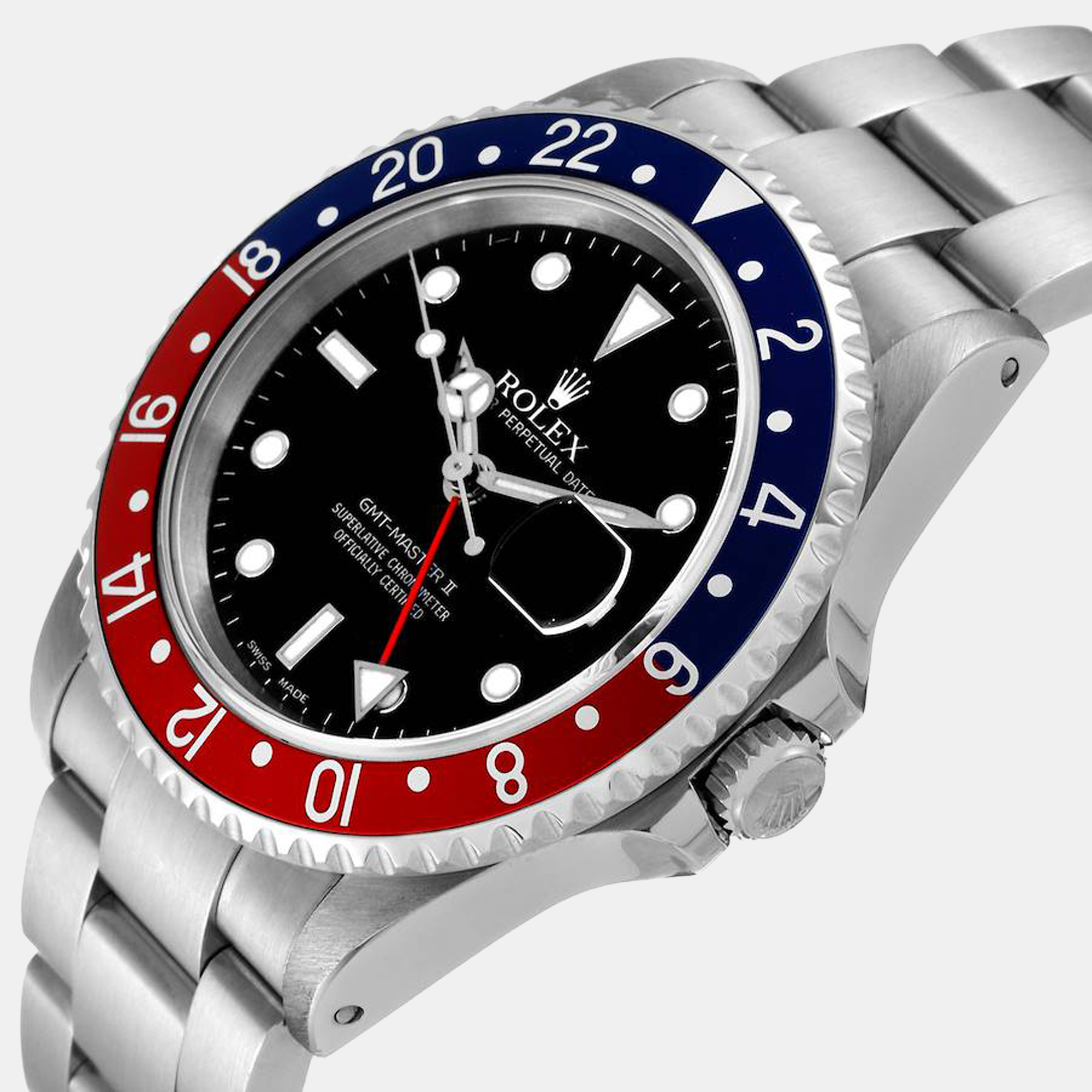 

Rolex Black Stainless Steel GMT-Master II Pepsi 16710 Automatic Men's Wristwatch 40 mm