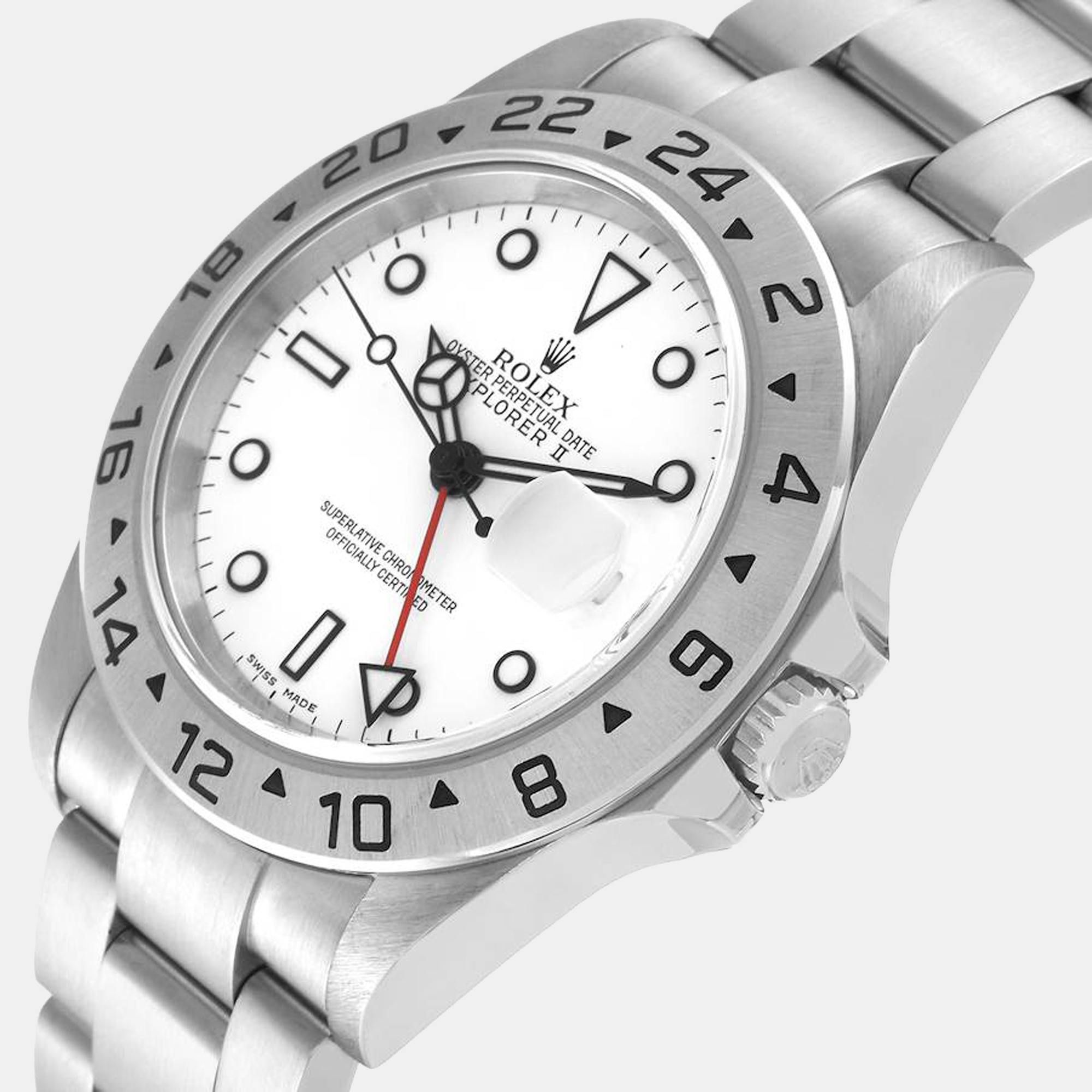 

Rolex White Stainless Steel Explorer II 16570 Men's Wristwatch 40 mm