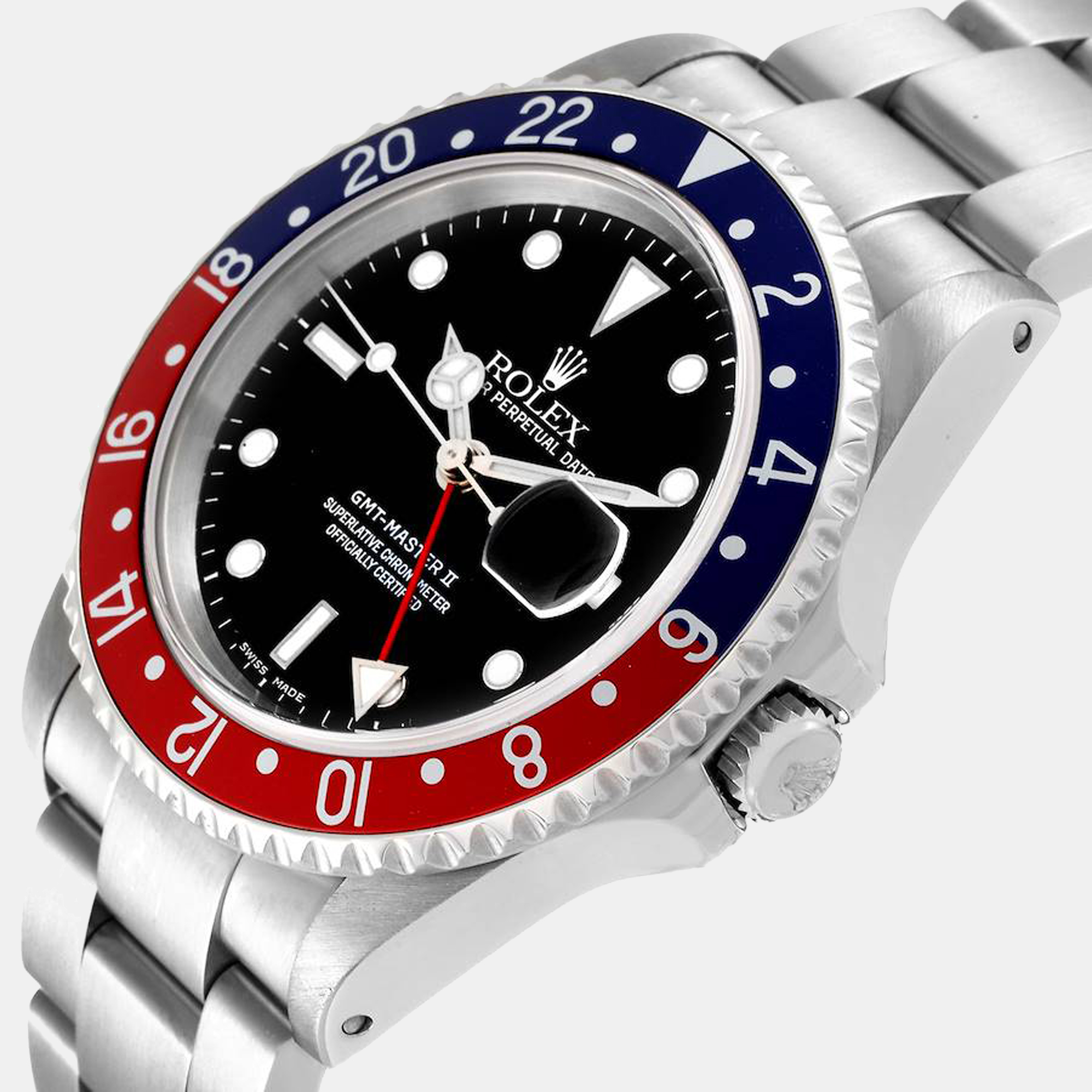 

Rolex Black Stainless Steel GMT-Master II Pepsi 16710 Automatic Men's Wristwatch 40 mm