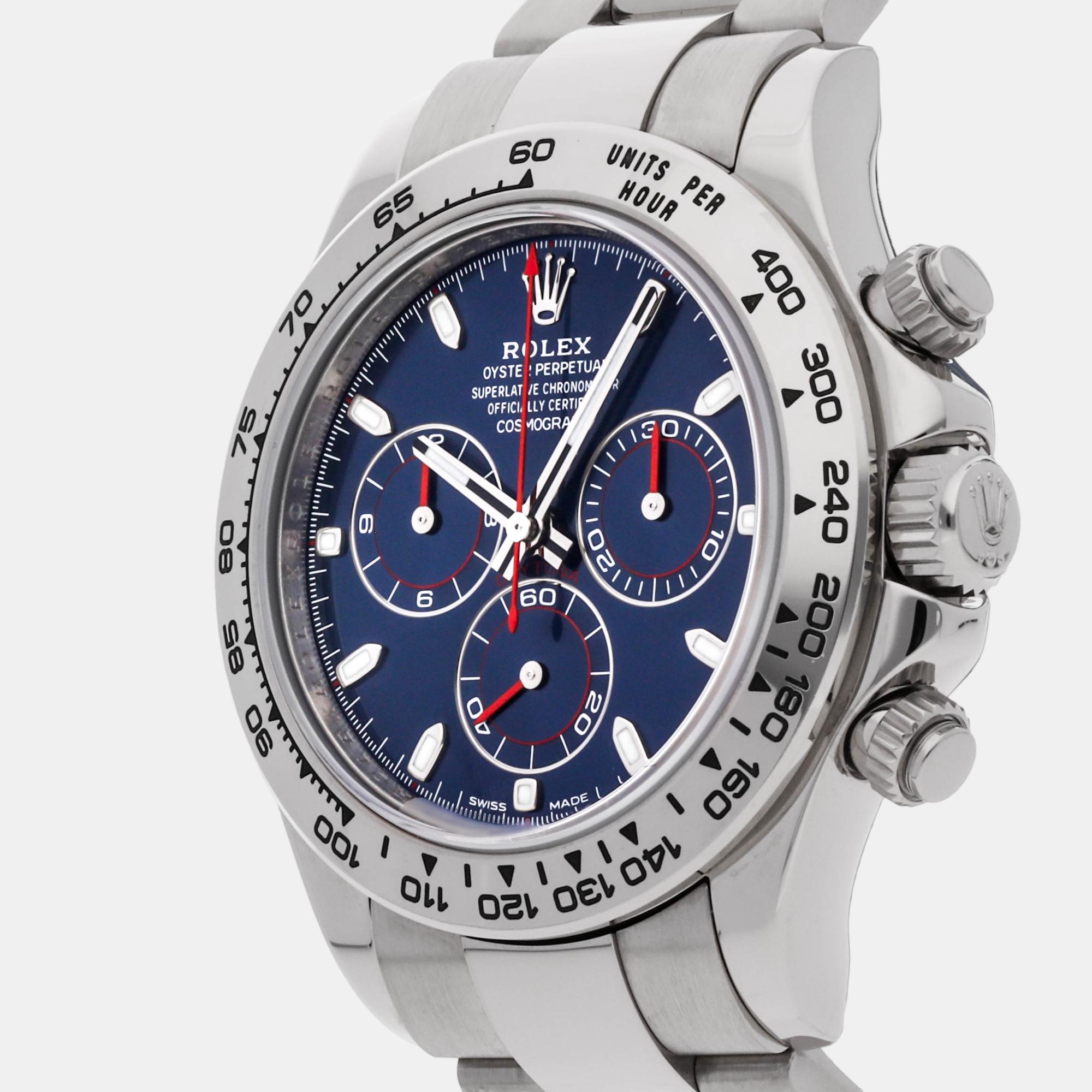 

Rolex Blue 18K White Gold Cosmograph Daytona 116509 Men's Wristwatch 40 mm