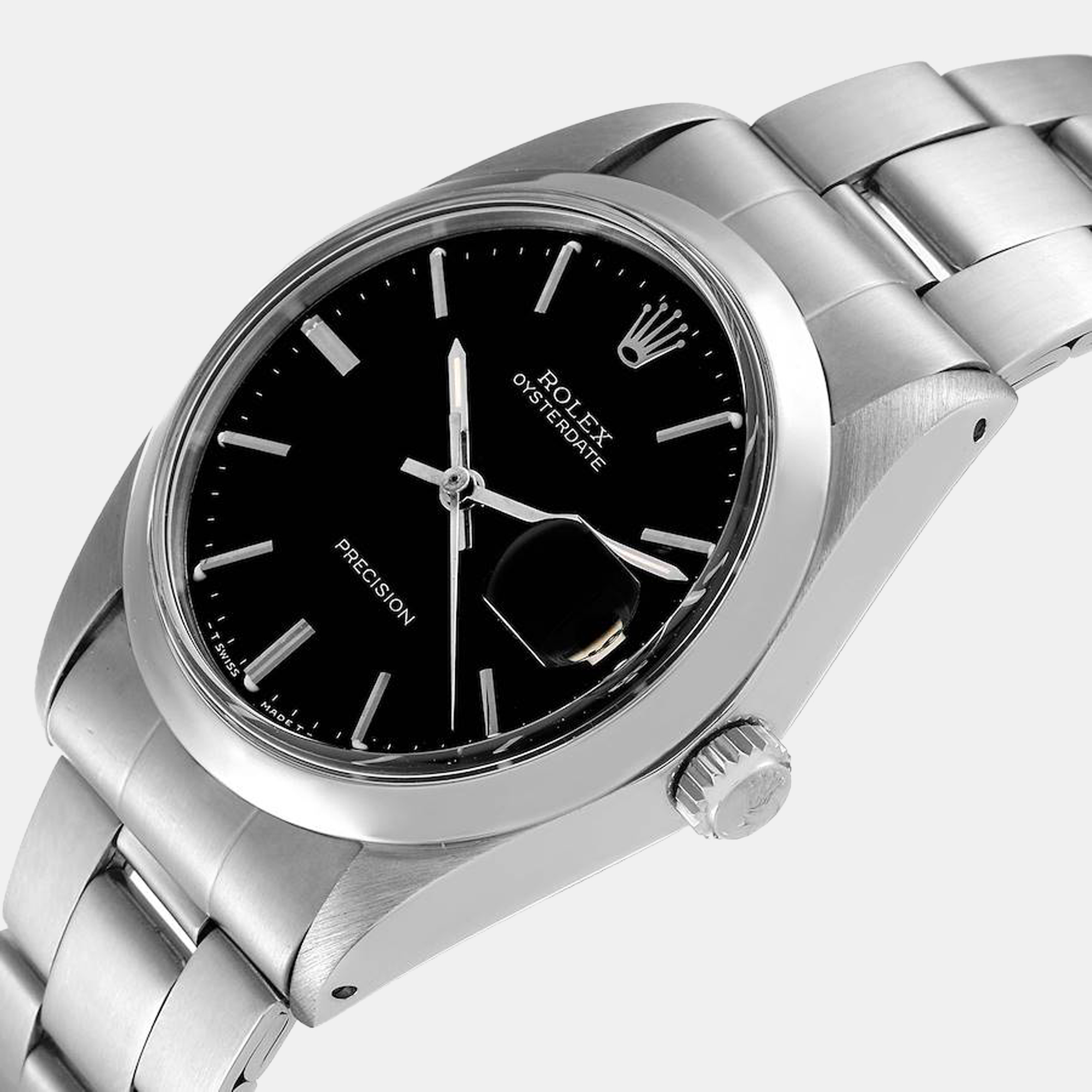 

Rolex Black Stainless Steel Oysterdate Men's Wristwatch 35 mm