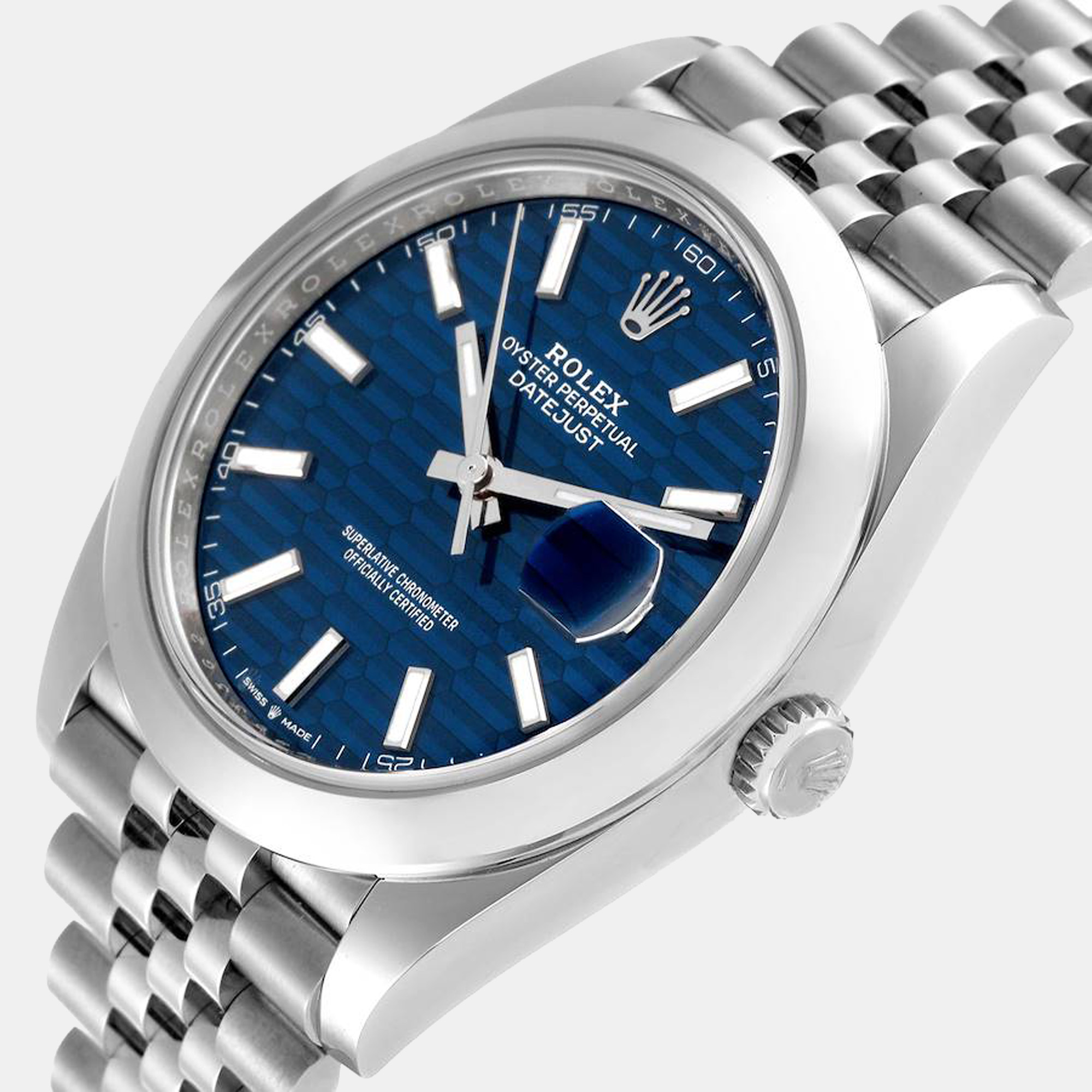 

Rolex Blue Stainless Steel Datejust 126300 Automatic Men's Wristwatch 41 mm
