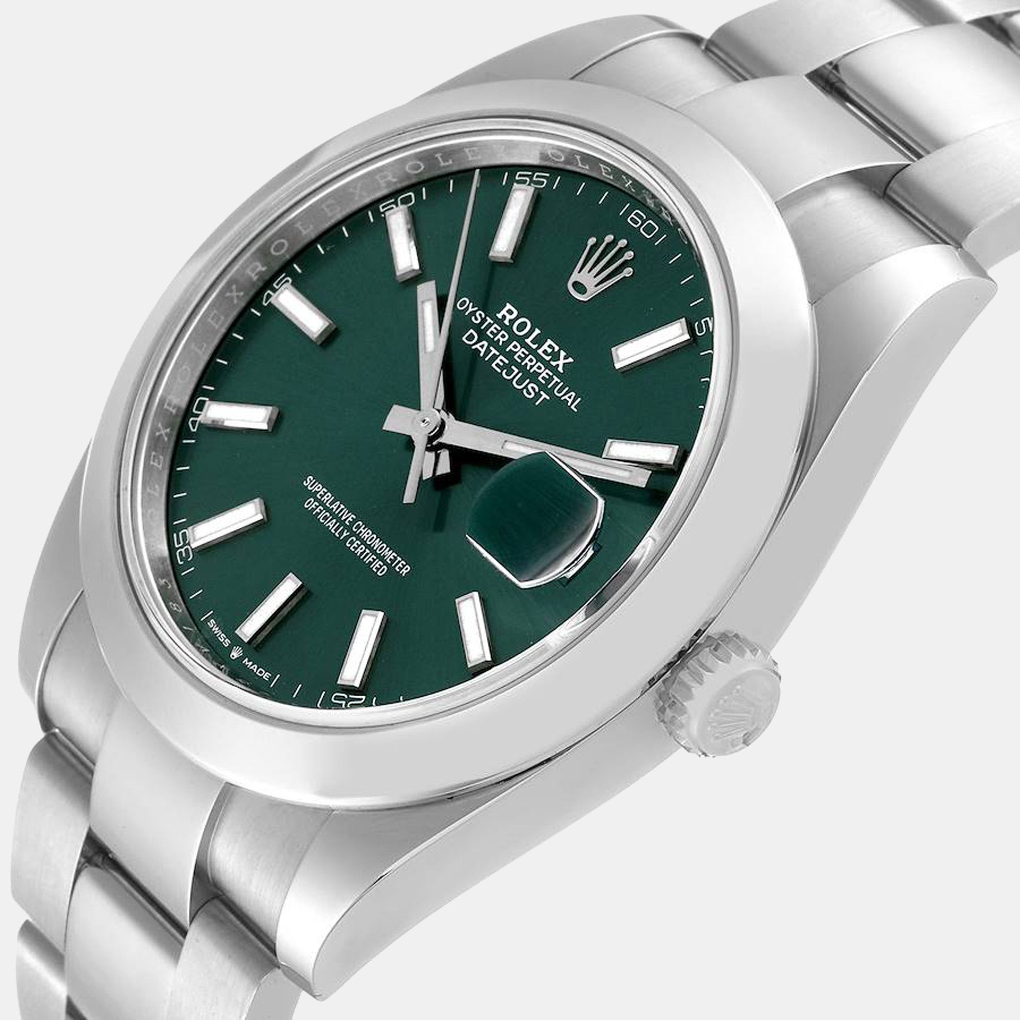 

Rolex Green Stainless Steel Datejust 126300 Automatic Men's Wristwatch 41 mm